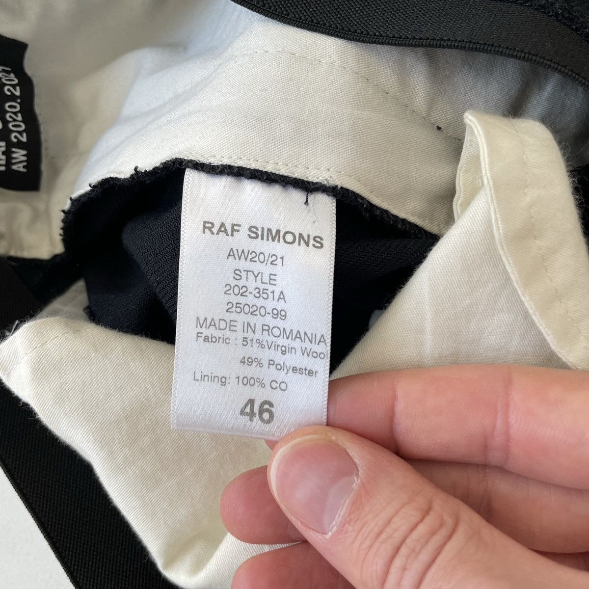 Raf Simons A/W 21 Black Raw Seam Waist Band Trousers Size US 32 / EU 48 - 5 Thumbnail