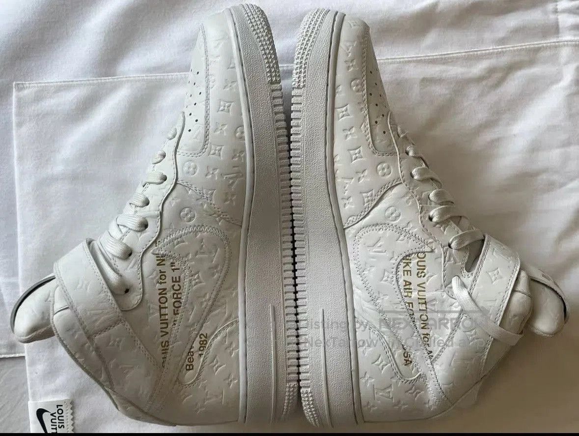 Louis Vuitton Nike x Louis Vuitton White Air Force 1 Sneakers 0079. Size US 8.5 / EU 41-42 - 3 Thumbnail