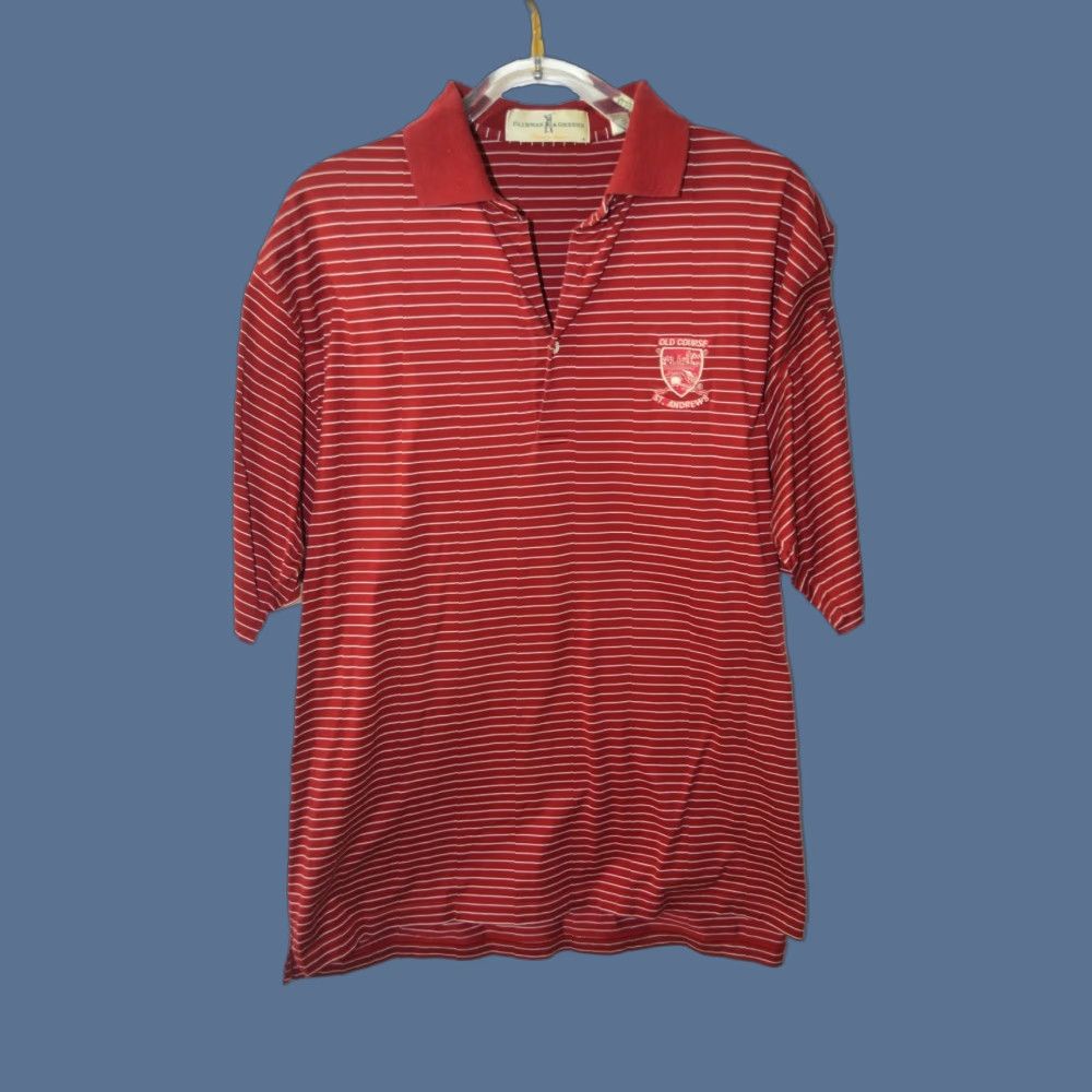 Vintage Fairway & Greene Polo Shirt XL Burgundy Striped Casual Short Sleeve Shirt Men XL Red Striped Polo Golf 100% Cotton Embroidered Logo Vintage Size US XL / EU 56 / 4 - 1 Thumbnail