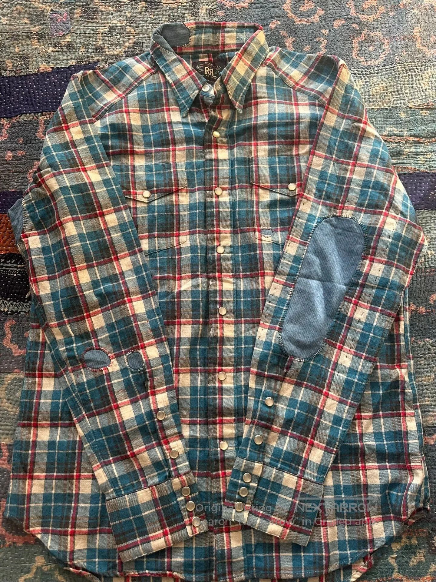 RRL Ralph Lauren vintage plaid patchwork work shirt. Size US M / EU 48-50 / 2 - 5 Thumbnail