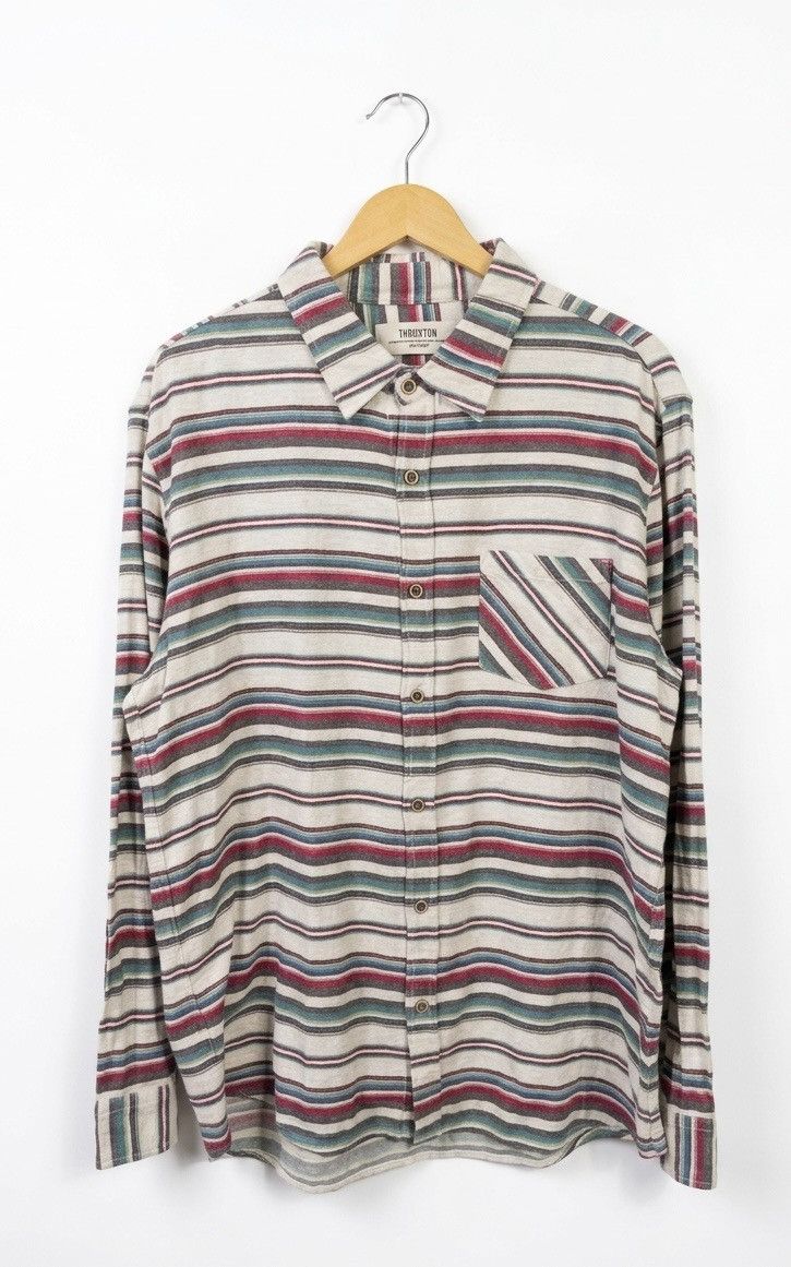 Japanese Brand Vintage 1990s ethnic retro striped shirt Size US XL / EU 56 / 4 - 1 Thumbnail