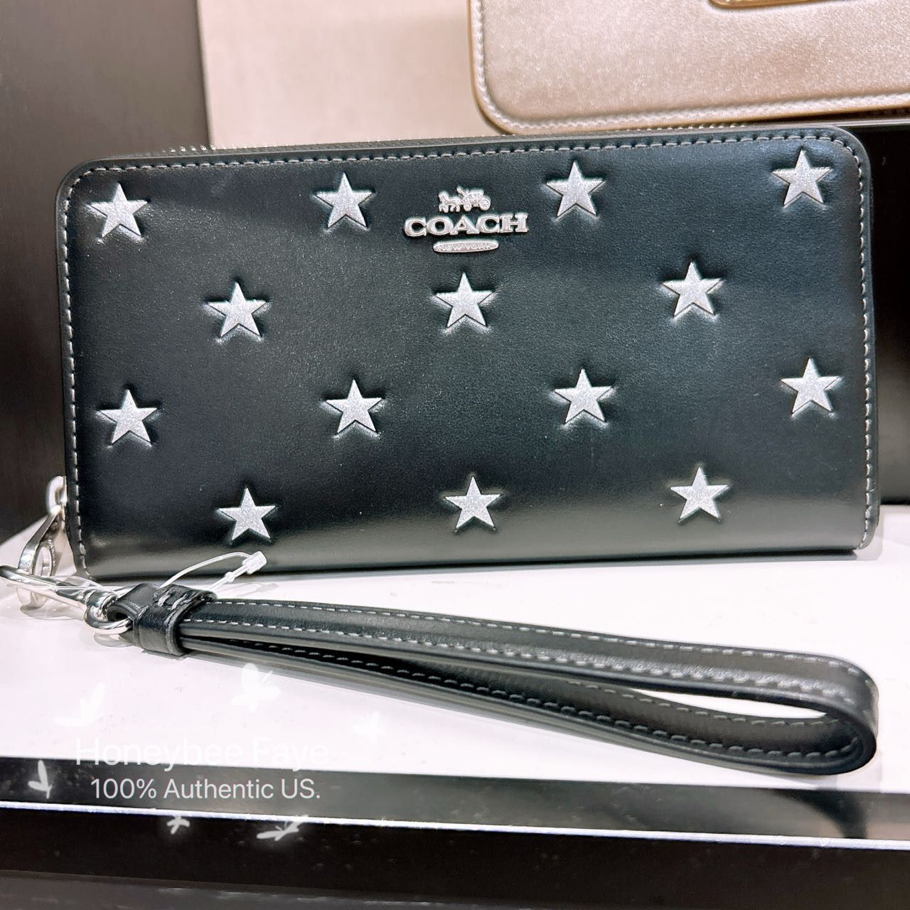 Coach Long Zip Around Wallet With top American Star Print