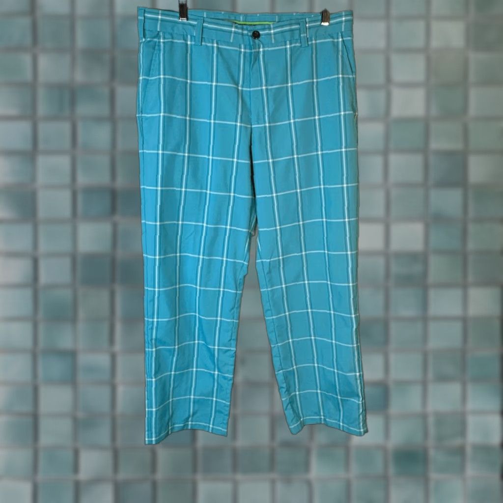 Izod Izod Pants Mens 34 Blue Plaid Athletic Waistband Polyester Chino Golf Department Men Size US 34 / EU 50 - 1 Thumbnail