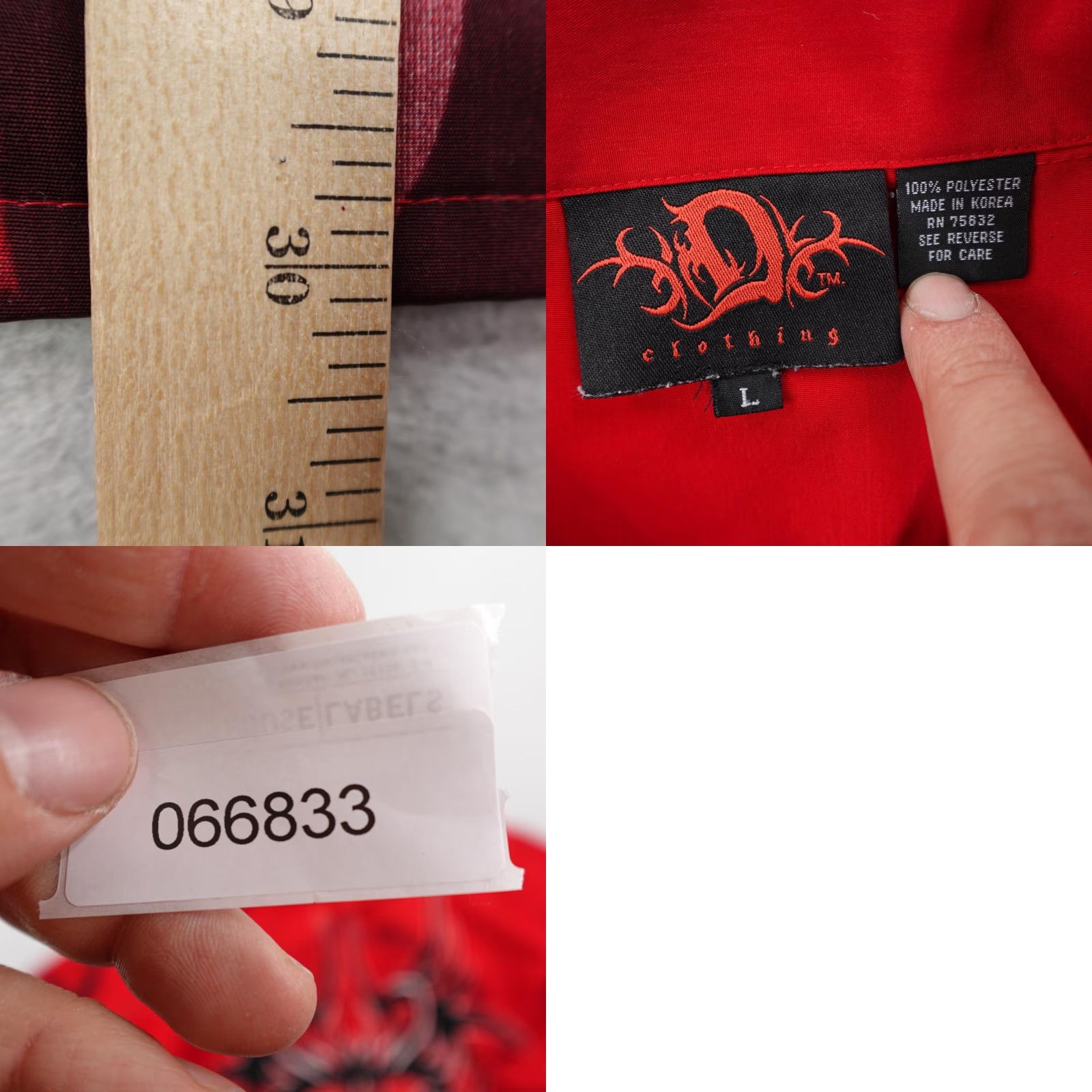 Vintage Vintage Dragonfly Shirt Mens Large Red Black Tribal Barbed Wire Button Up Y2K Size US L / EU 52-54 / 3 - 8 Thumbnail