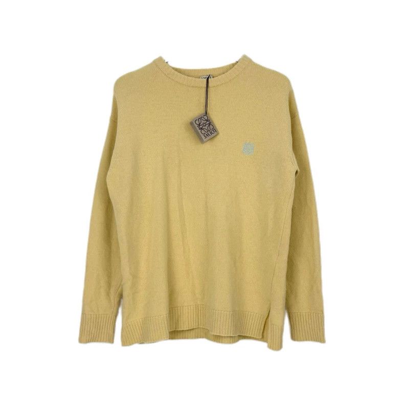 LOEWE White embroidered logo wool sweater