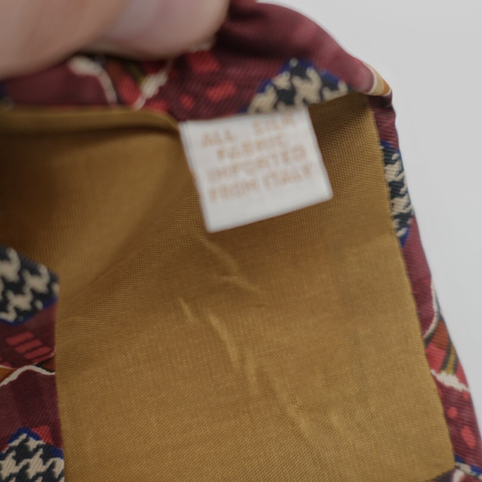 Perry Ellis Perry Ellis Handmade Red Yellow Patchwork Plaid Wide Print S Size ONE SIZE - 4 Thumbnail