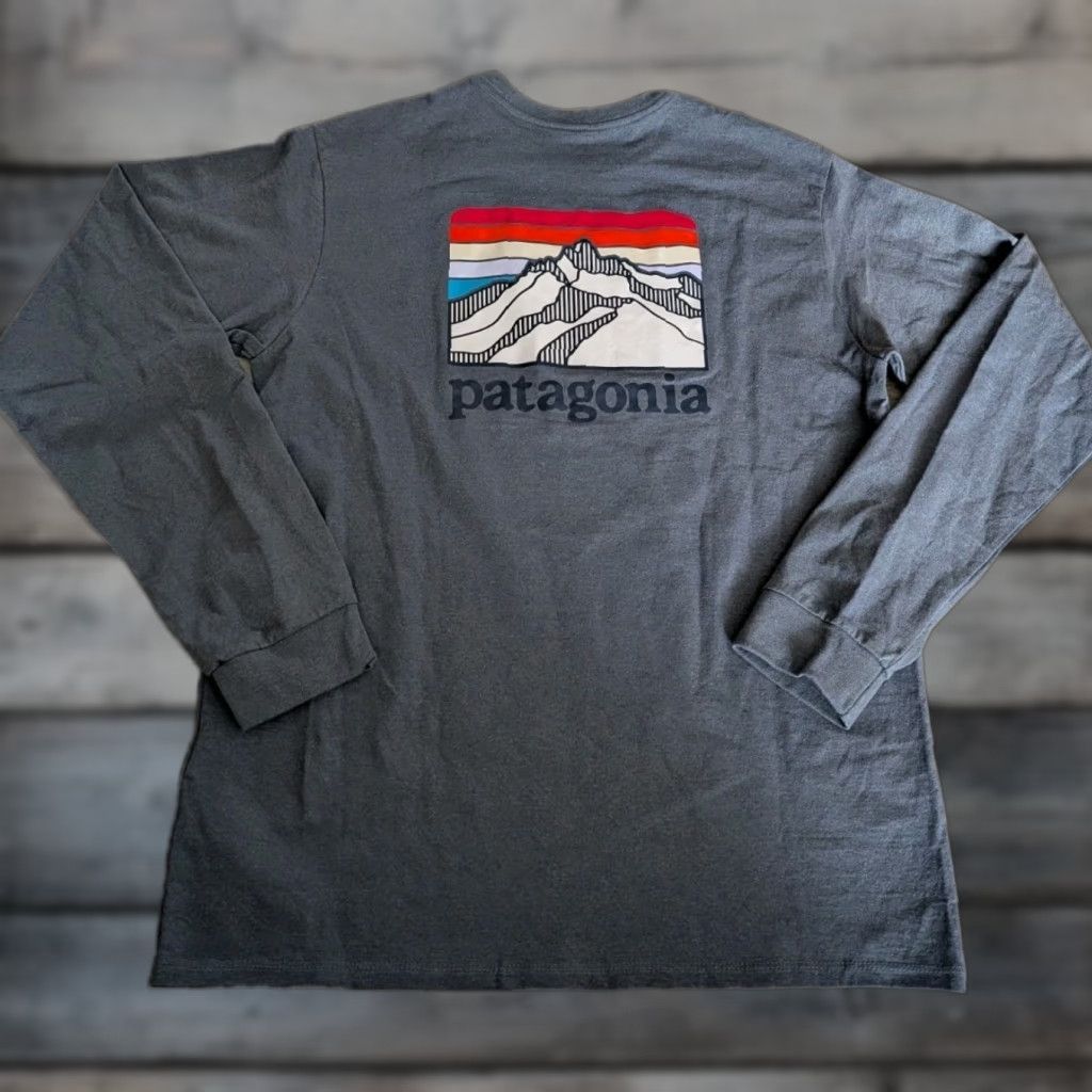 Patagonia Patagonia Gray Long Sleeve Line Logo Ridge Responsibili-Tee Men's Size Small EUC Size US S / EU 44-46 / 1 - 1 Thumbnail