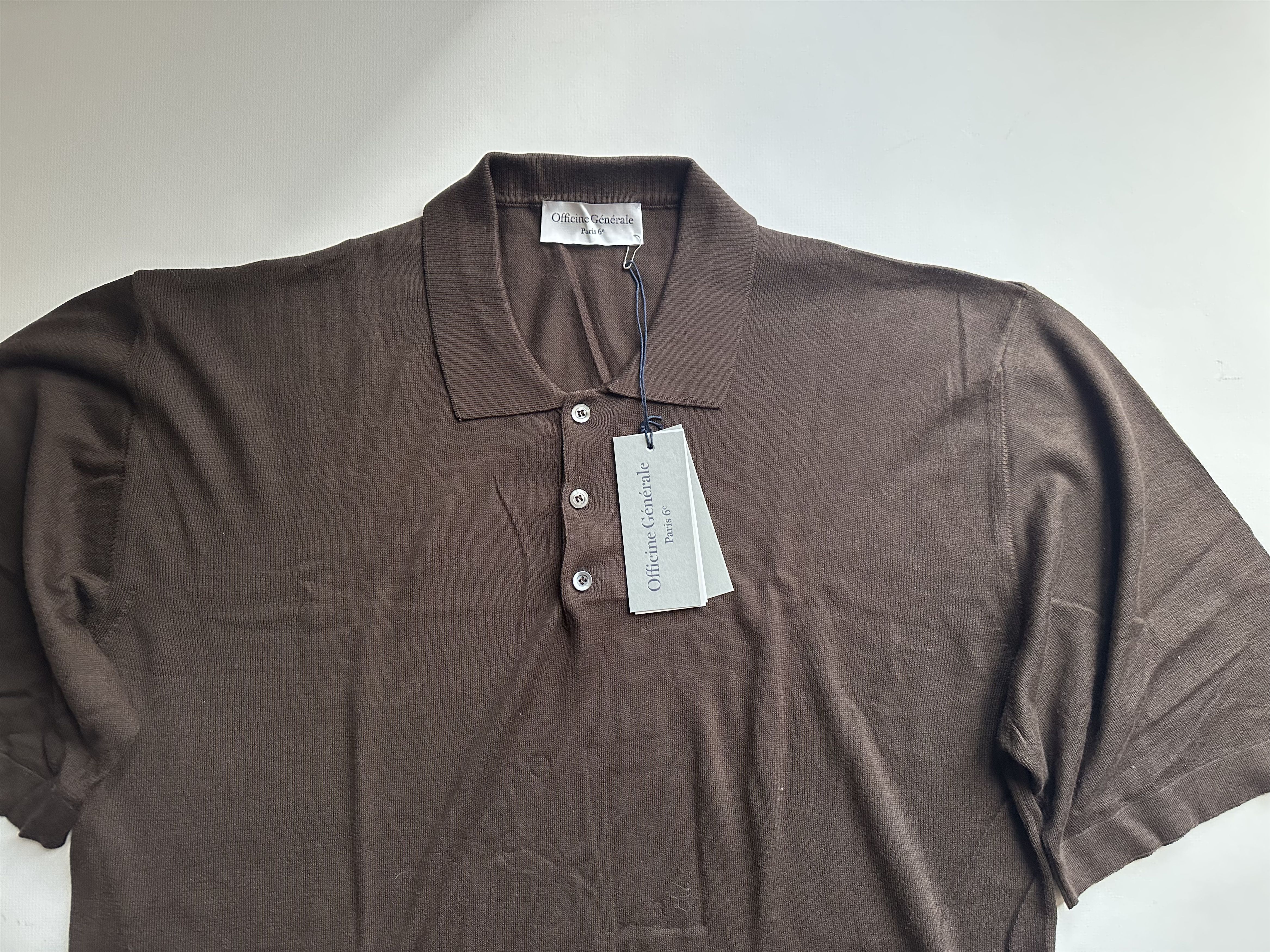 Officine Generale Officine Generale Brutus Oversize Polo - Brown - XXL (NWT) Size US XXL / EU 58 / 5 - 2 Thumbnail