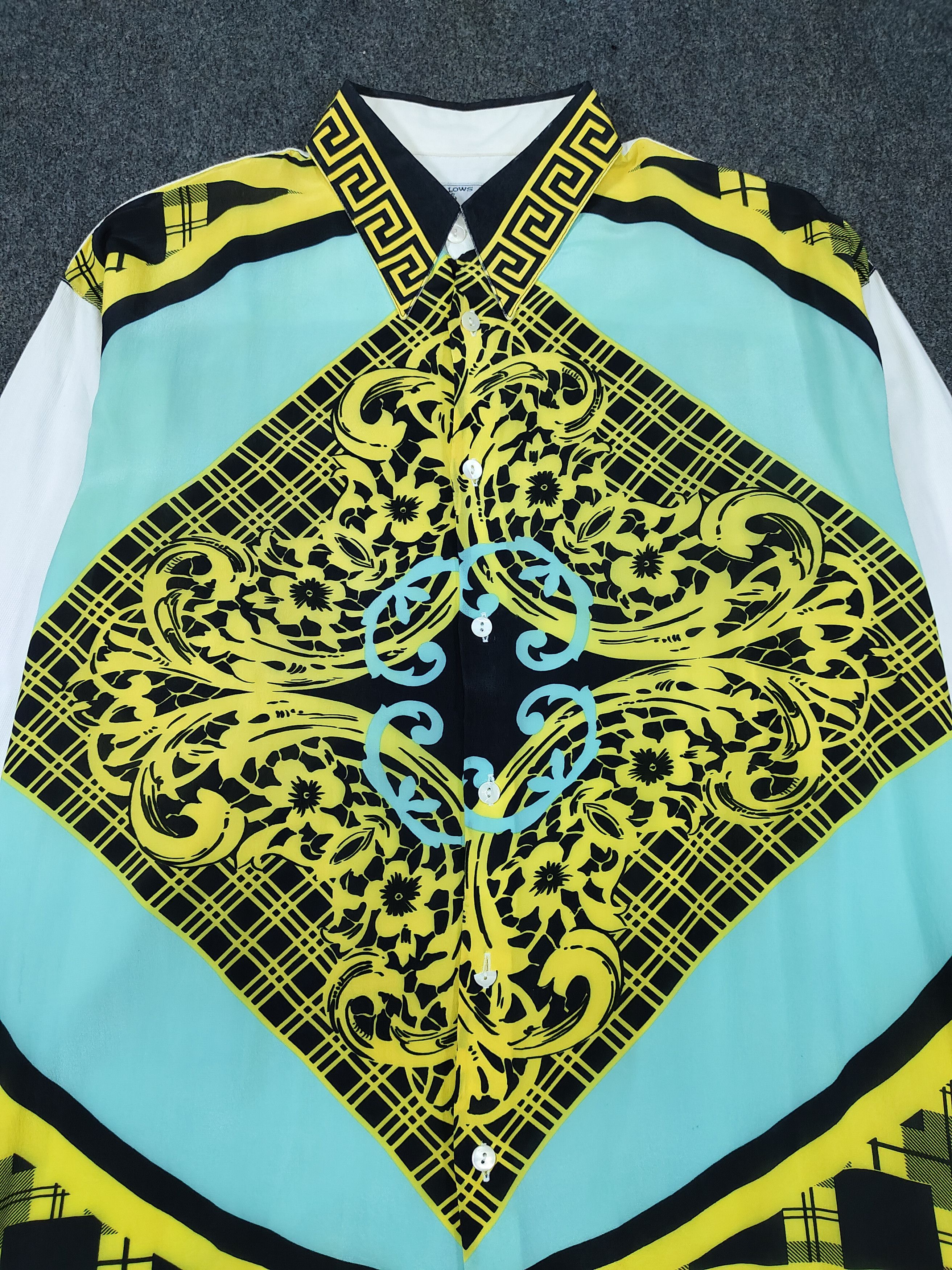 Vintage 90s Le Garage 🇫🇷 Baroque Silk Hybrid Greek Key Shirt Size US M / EU 48-50 / 2 - 4 Thumbnail