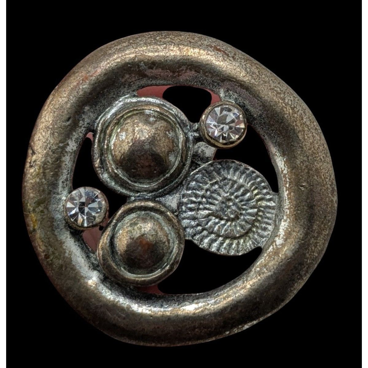 Other Vintage Brutalist Adjustable Ring With Abstract Circular Des Size ONE SIZE - 1 Thumbnail