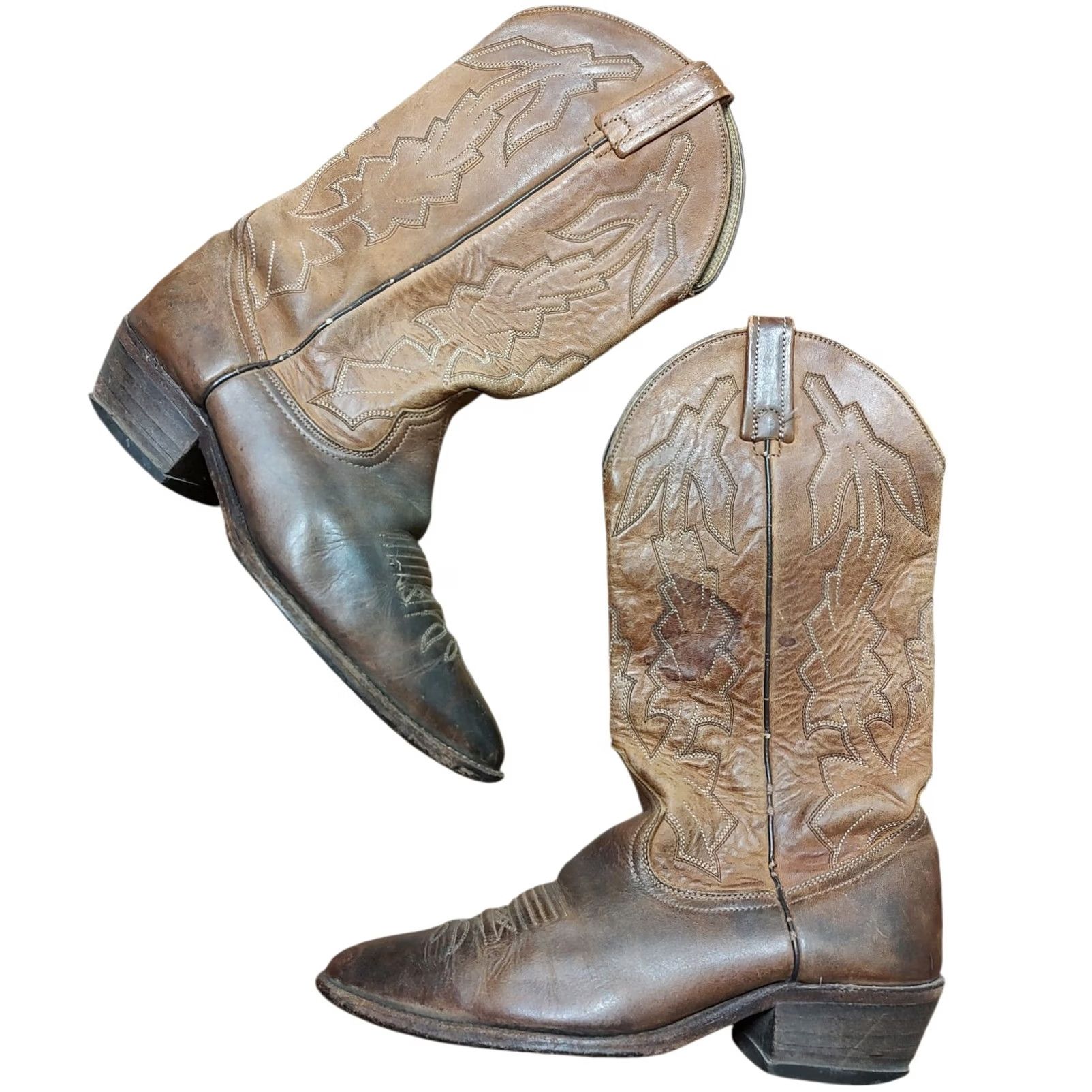 Dan Post VINTAGE Dan Post Western Boots Marlboro P2551 Brown Mens 7.5 D Cowboy 90s Leather Boots Boots Brown Men Size US 8 / IT 38 - 2 Thumbnail
