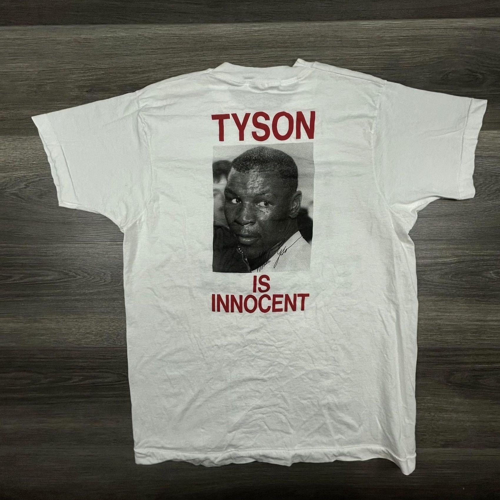 Vintage VINTAGE Mike Tyson Shirt Mens XL White Free Tyson Is Innocent 90s Protest - Screen Stars T-Shirt Size US XL / EU 56 / 4 - 2 Thumbnail