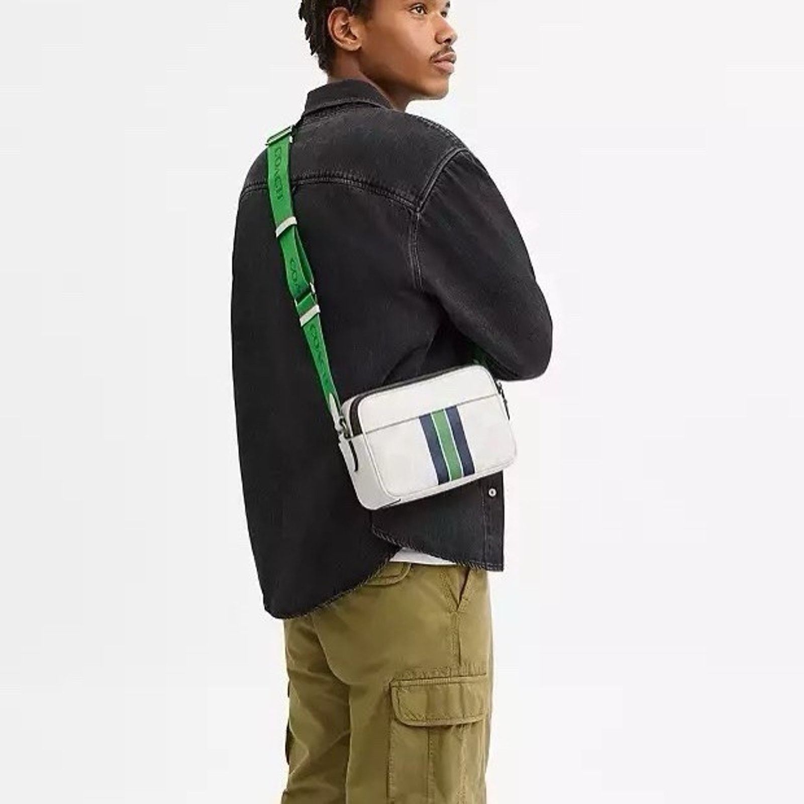 Coach NWT Coach Men's Graham Crossbody Bag Varsity Stripe CBI36 Size ONE SIZE - 8 Thumbnail