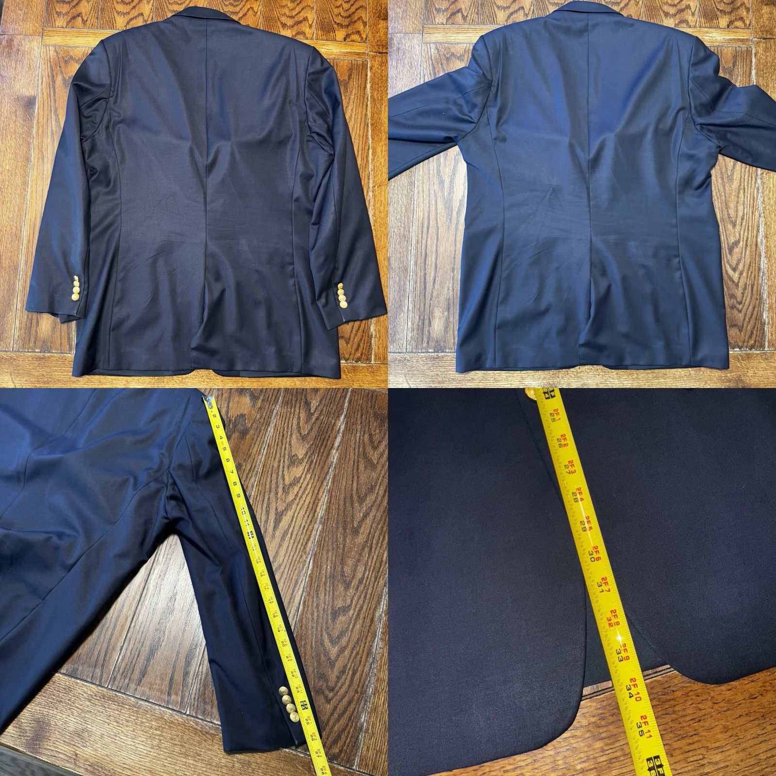 Ralph Lauren Lauren Ralph Lauren Blazer Sport Coat Jacket Two-Button Navy 100% Wool Men 46L Classic Notch Lapel Gold Button Suit Coat Size 46R - 8 Thumbnail