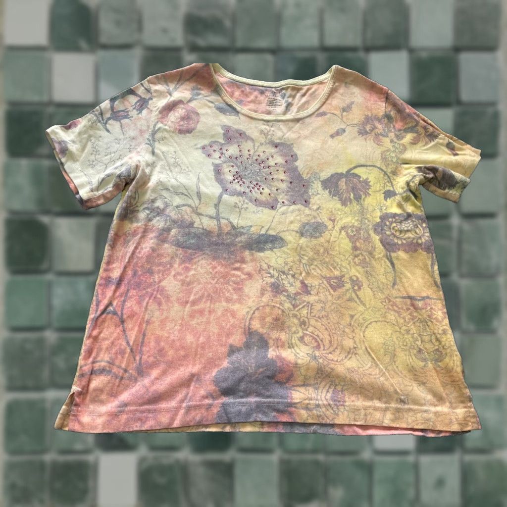 Vintage Embellished Shirt Womens M Floral Purple Yellow Top Size M / US 6-8 / IT 42-44 - 1 Thumbnail