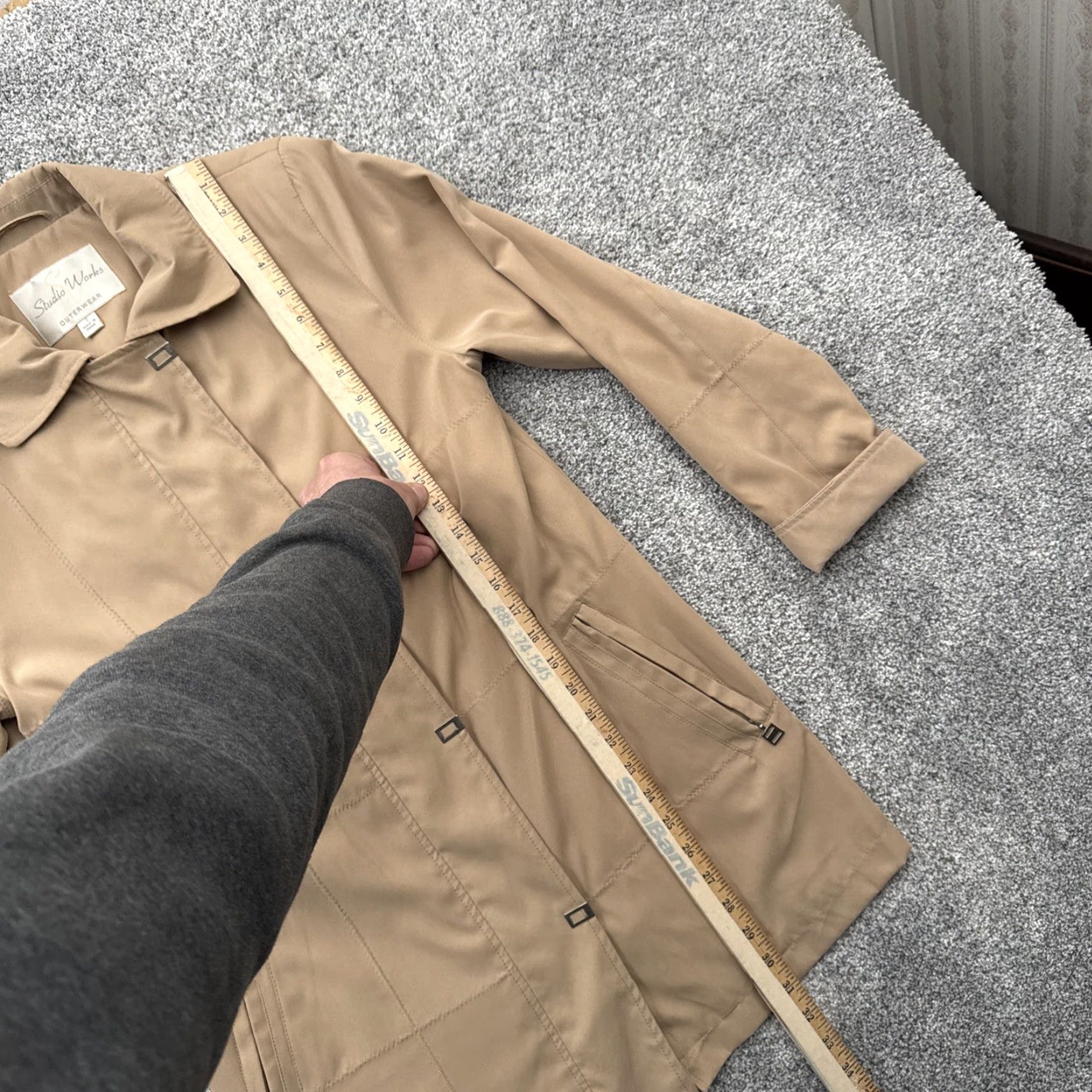 Vintage VINTAGE 90s Trench Coat Women S Office Minimalist Chic Light Academia Warm Coat Brown Studio Works Long Sleeve Button Pockets Lined Oversized Size S / US 4 / IT 40 - 2 Thumbnail