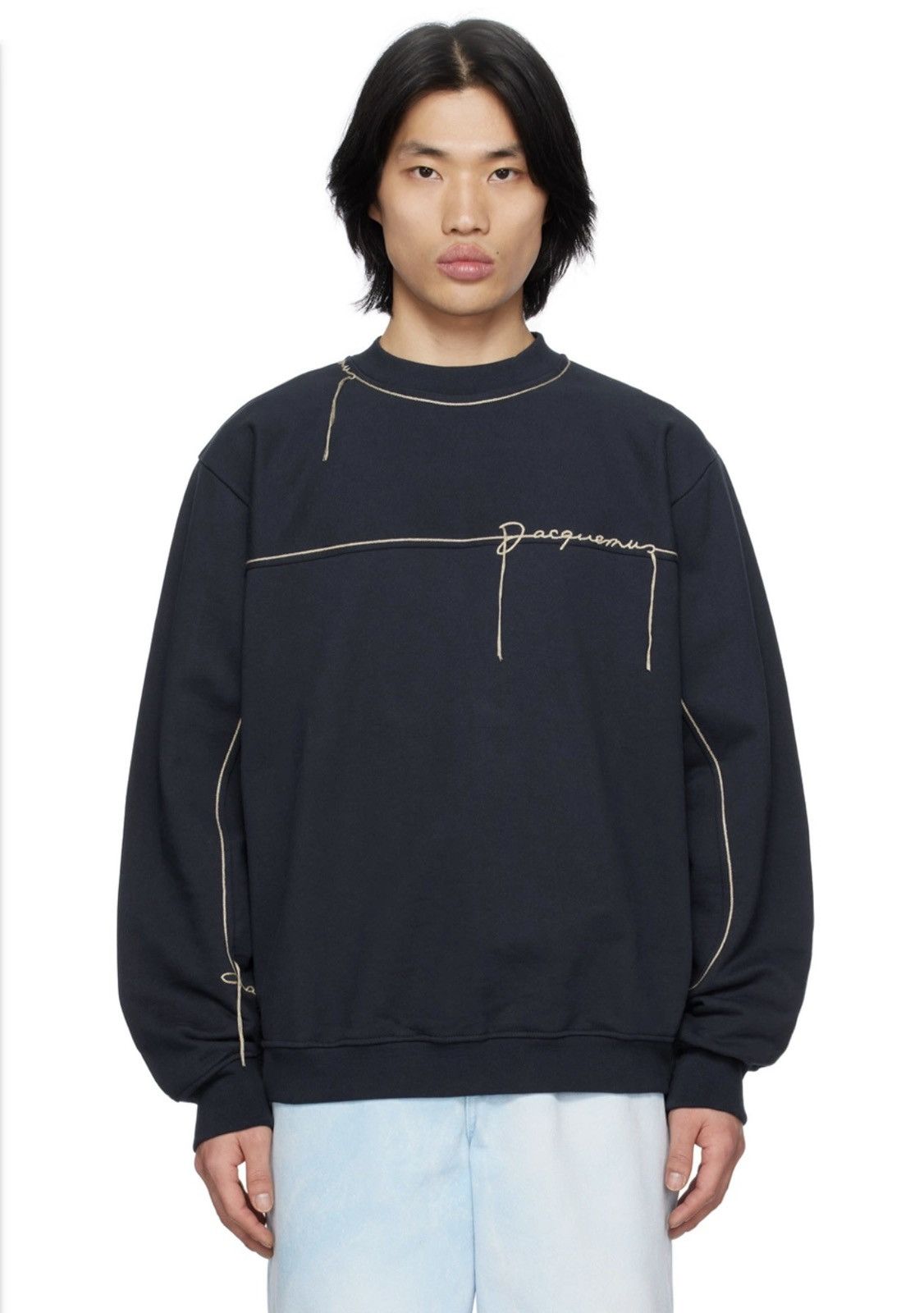 Jacquemus Jacquemus Navy Le Raphia 'Le Sweatshirt Fio' Sweatshirt Size US M / EU 48-50 / 2 - 1 Thumbnail
