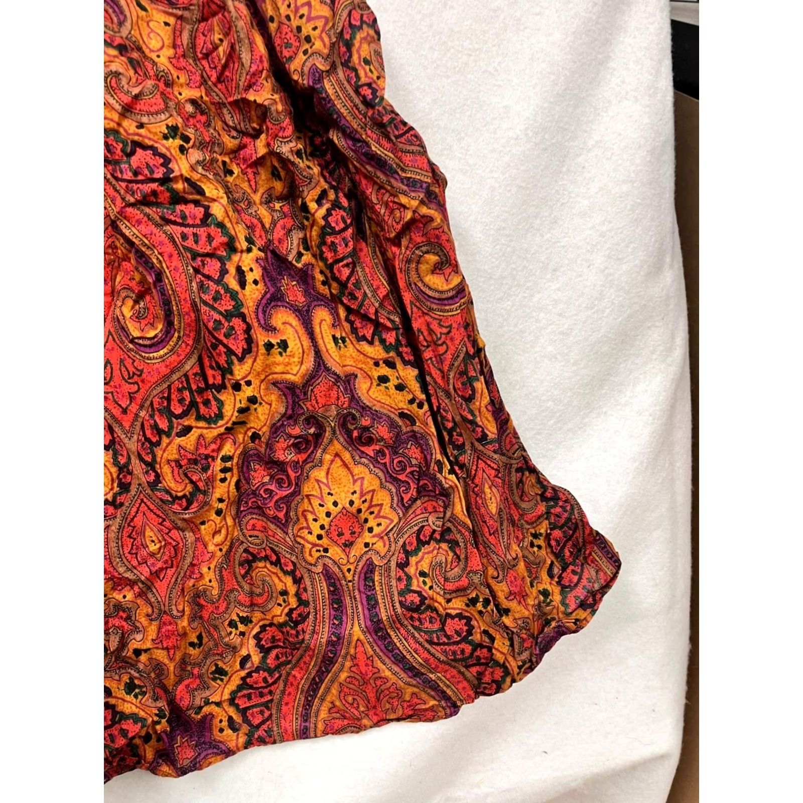Vintage VINTAGE Passports Maxi Skirt Womens 2-3XL Orange Paisley Long 80s Size 26" / US 2 / IT 38 - 4 Thumbnail