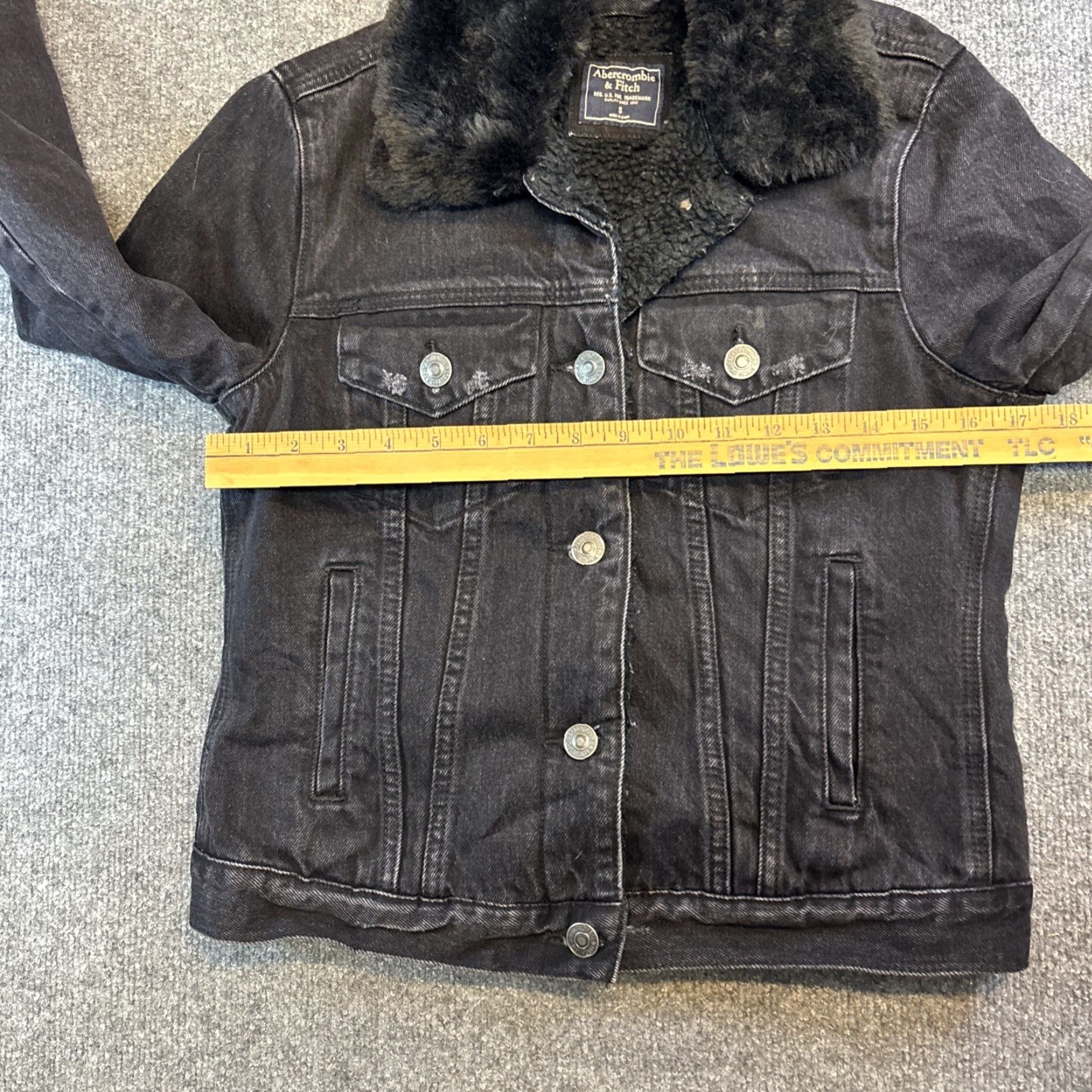 Abercrombie & Fitch VINTAGE Abercrombie & Fitch Black Denim Cropped Fur Sherpa Collar Jacket Coat Womens S Size S / US 4 / IT 40 - 7 Thumbnail