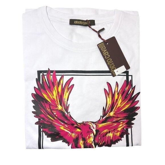 Roberto Cavalli Roberto Cavalli Mens White Phoenix Print Short Sleeve Crew N Size US L / EU 52-54 / 3 - 4 Thumbnail