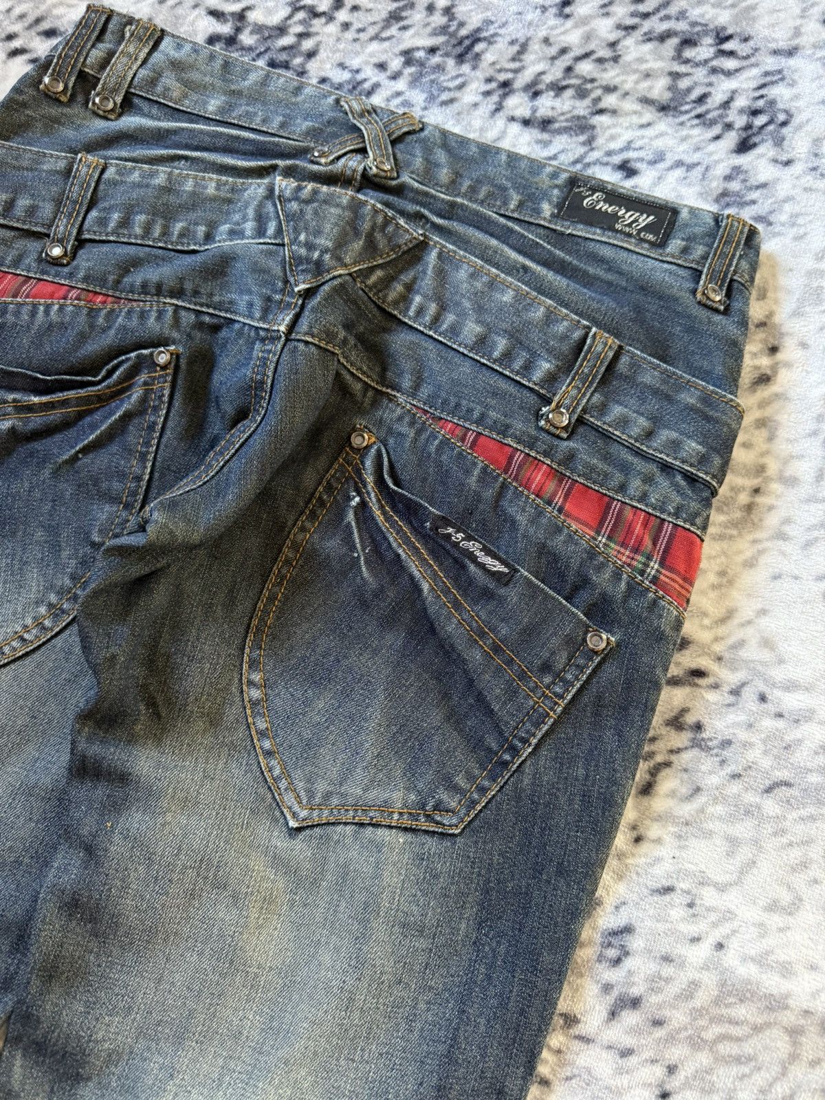 Japanese Brand Vintage Junya Watanabe Tornado Mart Style Double Waist Jeans Size US 30 / EU 46 - 14 Thumbnail