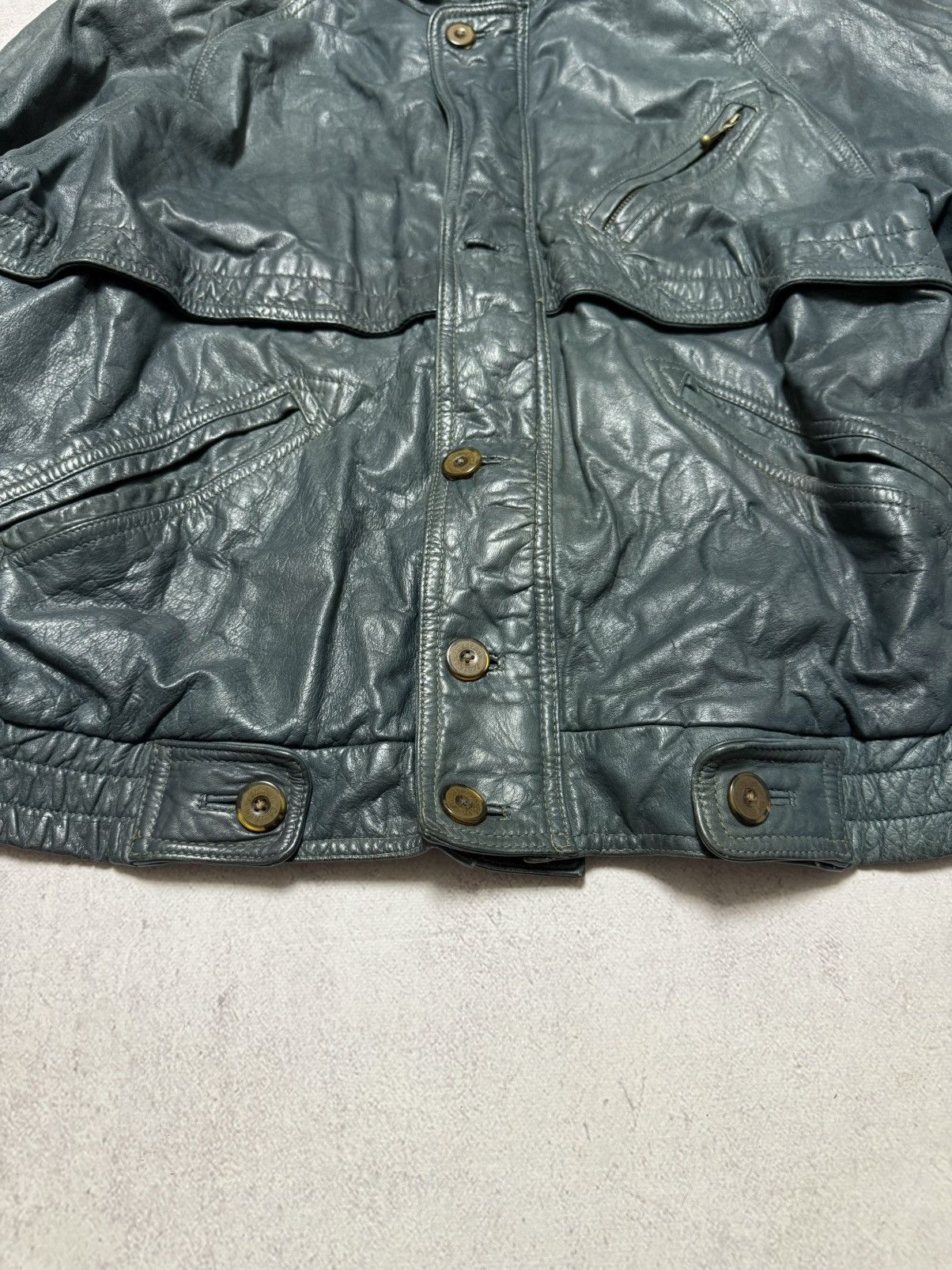 Japanese Brand × Vintage Vintage Leather Jacket Bomber Baggy Amazing Colour Y2K 90s Size US L / EU 52-54 / 3 - 10 Thumbnail