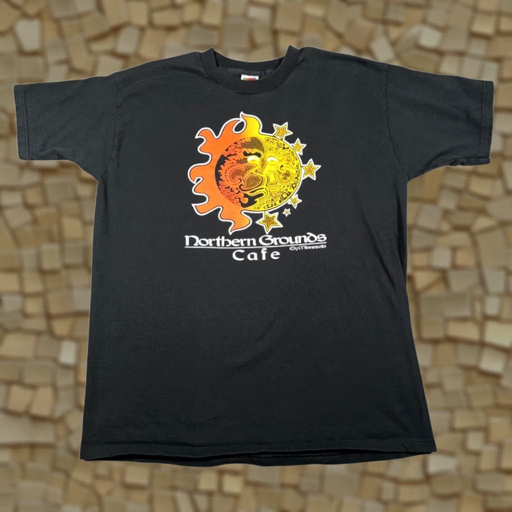 Fruit Of The Loom VINTAGE Coffee Shop Shirt Adult XL Black Northern Grounds Cafe Sun Moon 90s Fruit of the Loom T-Shirt Mens Size US XL / EU 56 / 4 - 1 Thumbnail