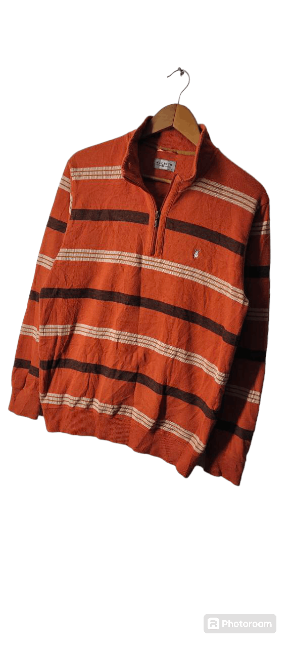 Macbeth MACBETH USA STRIPE HALF ZIPPER PULLOVER JACKET Size US L / EU 52-54 / 3 - 7 Thumbnail