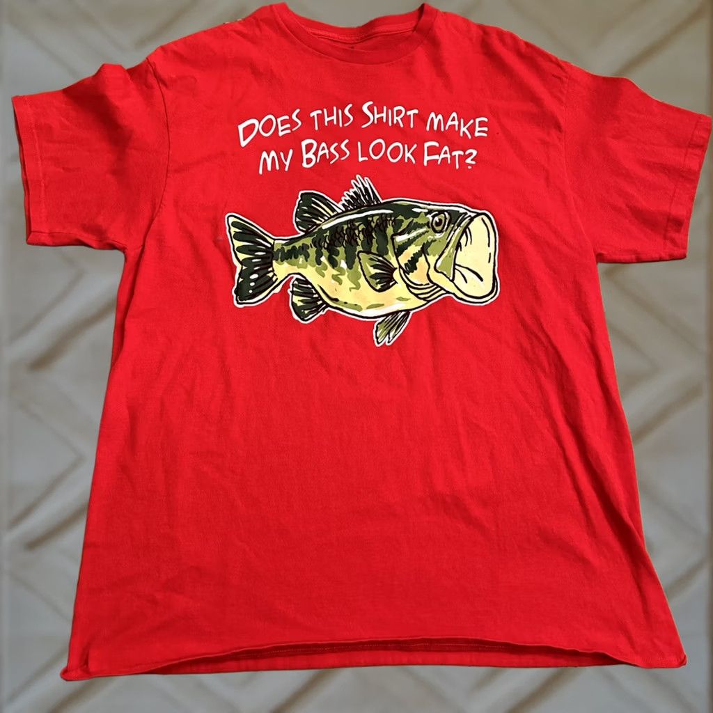 Vintage Does This Shirt Make My Bass Look Fat? Bass Fishing Red T-Shirt XL Mens Funny Clothing Shirt Men XL Red Bass Fishing Red T-Shirt XL Mens Funny Size US XL / EU 56 / 4 - 1 Thumbnail