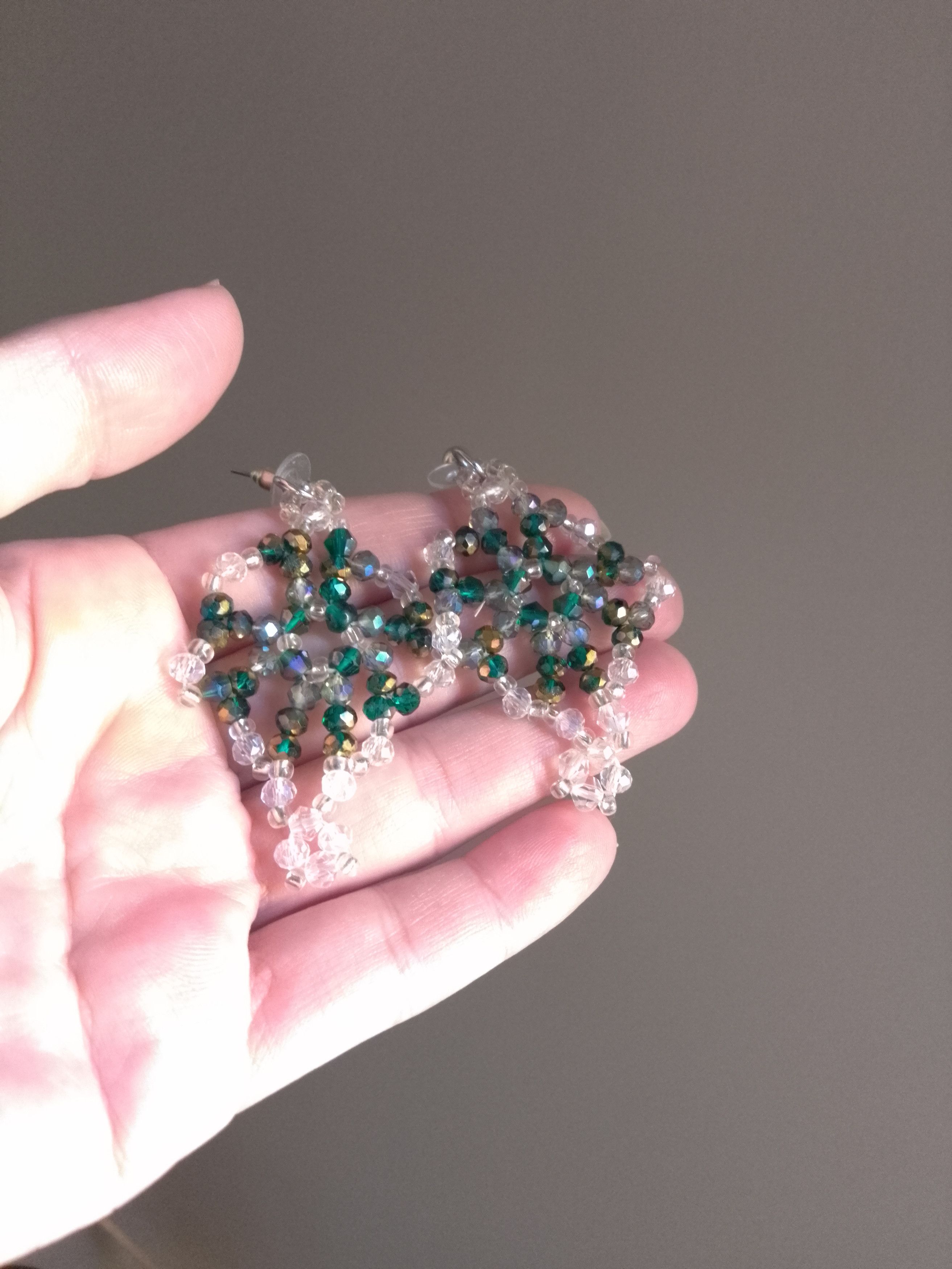 Handmade Necklace Long Green Crystal White Gemstones Earrings Size ONE SIZE - 4 Thumbnail