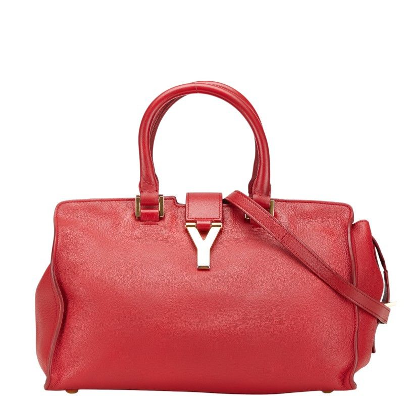 YVES Saint Laurent Leather Petit Cabas 2Way Bag 311210 Leather Shoulder Bag 311210 in Red, Women's