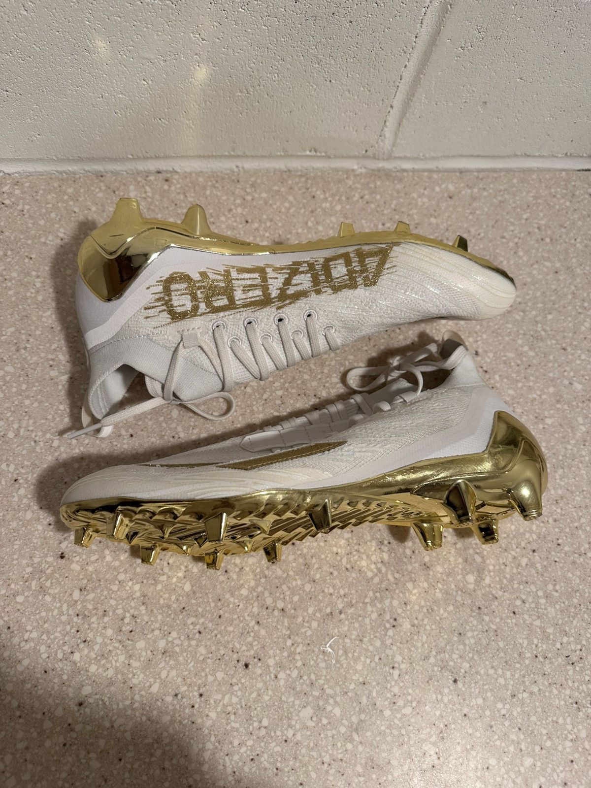 Adidas Adidas Adizero White Metallic Gold Primeknit Football Cleats Size US 11.5 / EU 44-45 - 10 Thumbnail