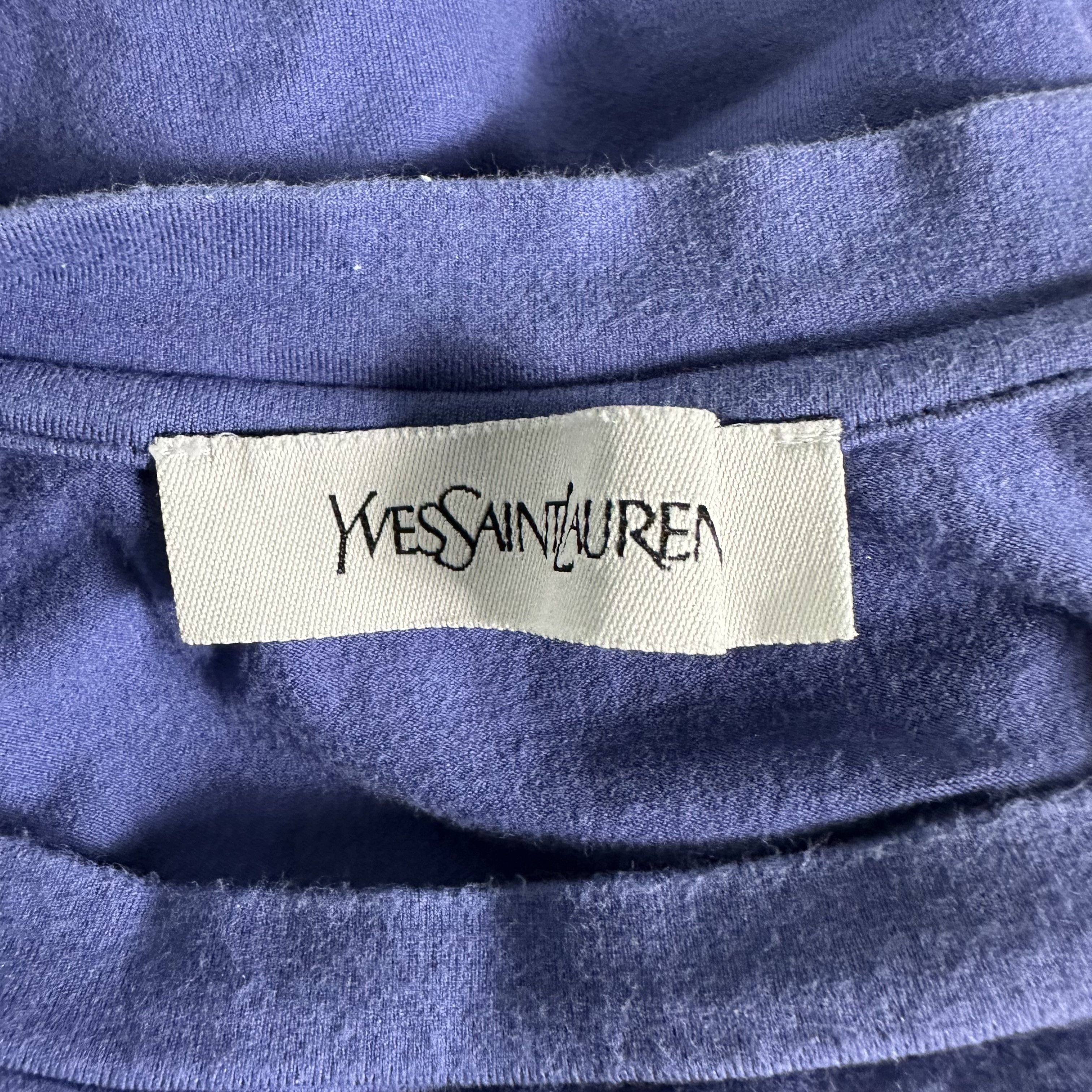 Yves Saint Laurent 🔥RARE🔥Vintage YSL YvesSaintLaurent Velvet Logo T-shirt Size US L / EU 52-54 / 3 - 4 Thumbnail