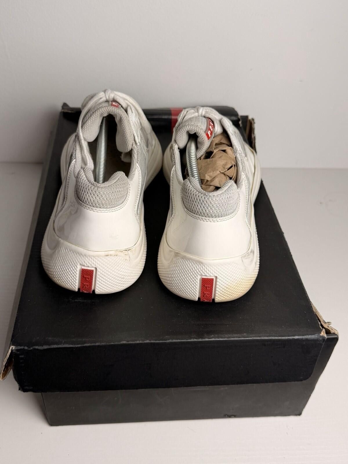 Prada Prada America’s Cup Sneakers White Leather & Mesh SZ 9 Good Size US 9 / EU 42 - 4 Thumbnail