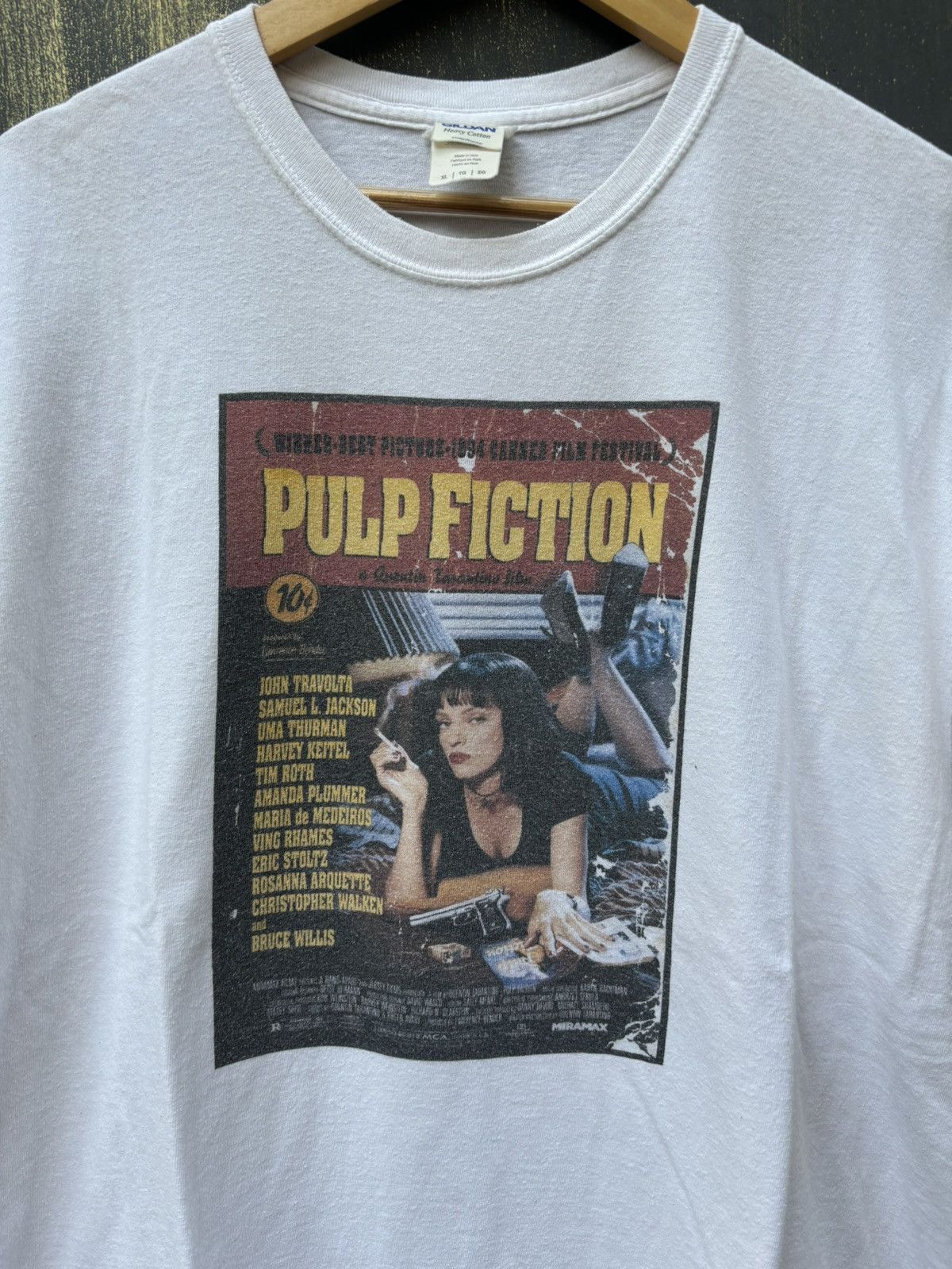 Vintage RARE! Vintage 90’s Movie Pulp Fiction Poster Tee Size US XL / EU 56 / 4 - 4 Thumbnail