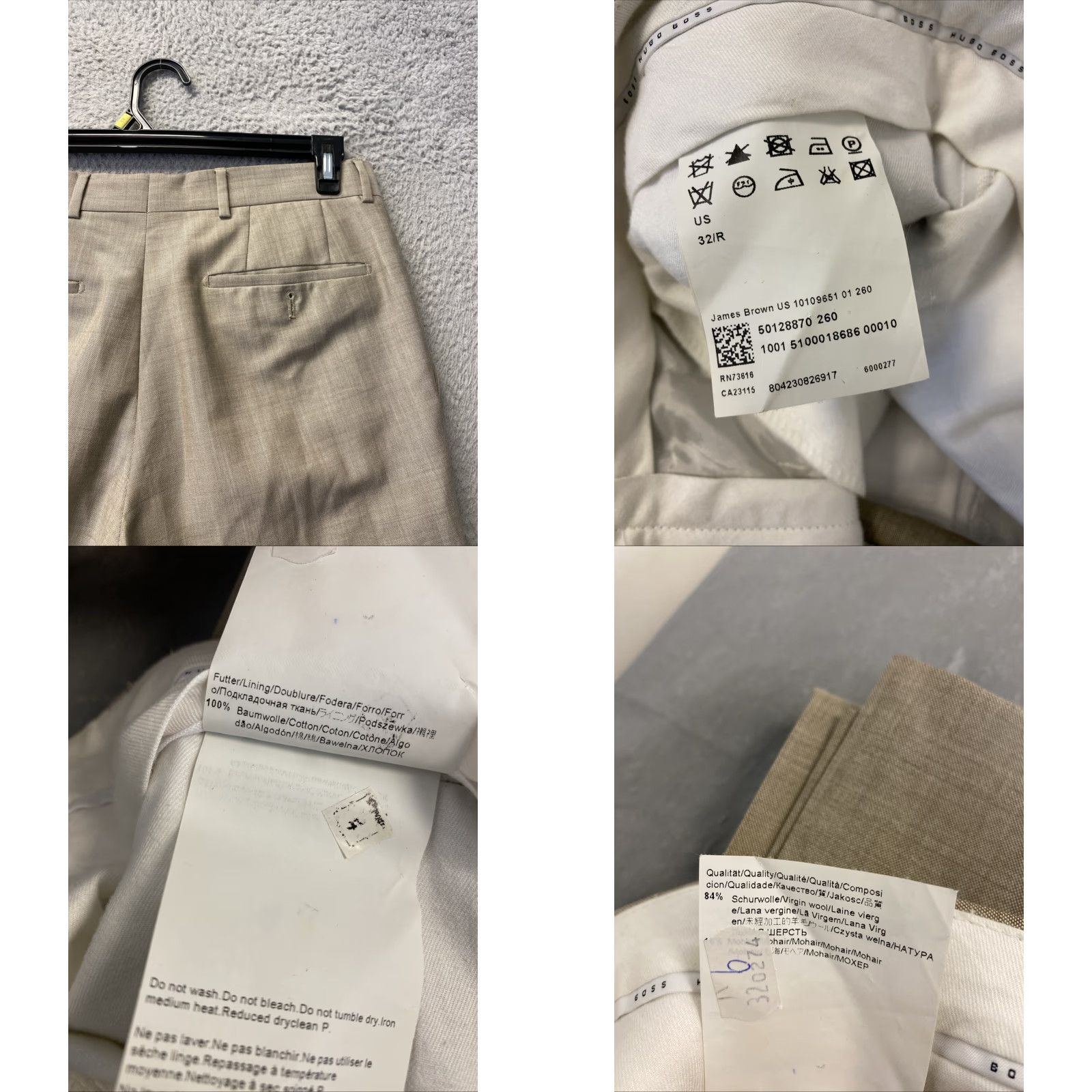 Vintage VINTAGE Hugo Boss Men’s Wool Blend Dress Pants 32x32 Tan Formal Business Casual Size US 32 / EU 48 - 8 Thumbnail