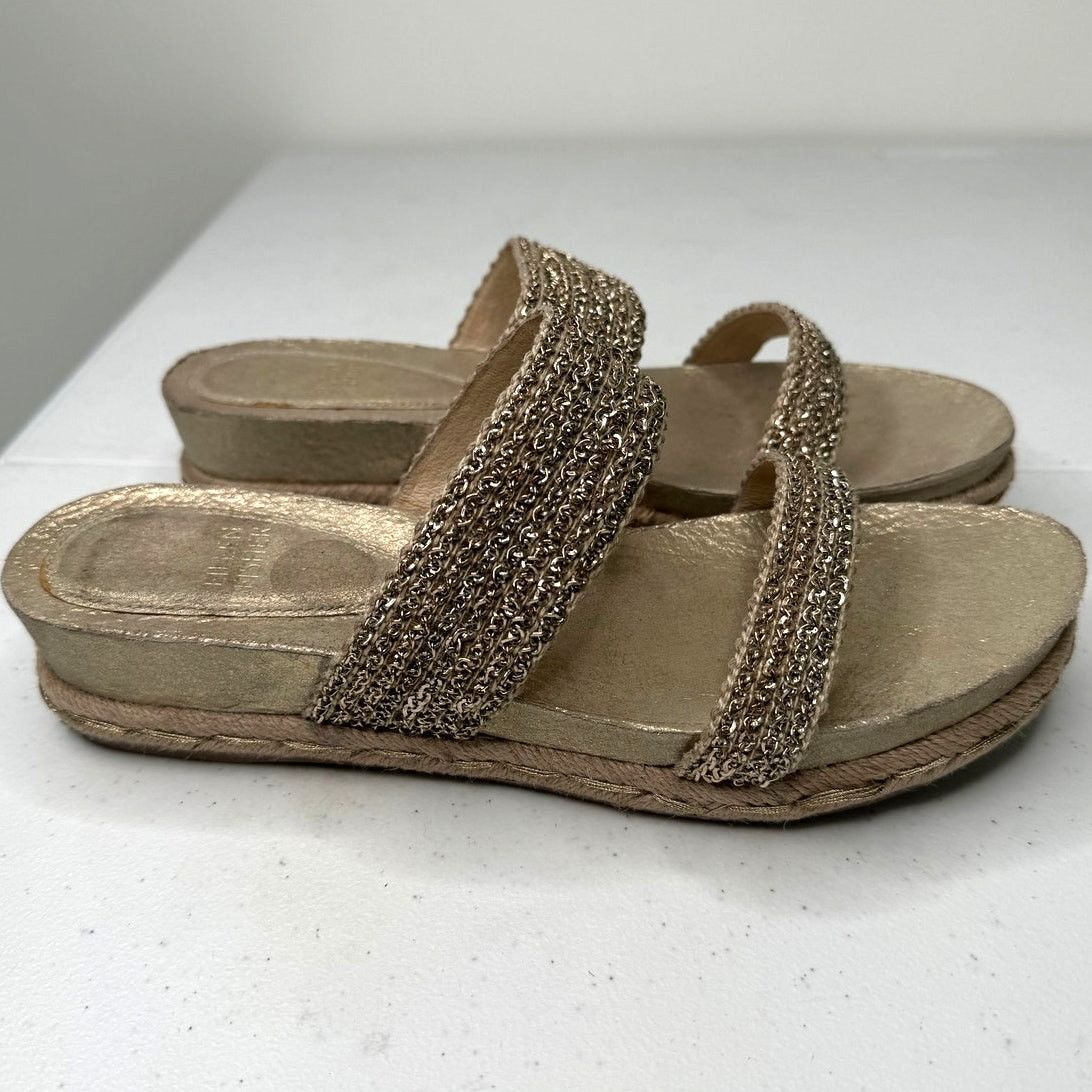 Eileen Fisher Eileen Fisher Fresh Platinum/Gold Metallic Jute Sandals Size US 9 / IT 39 - 3 Thumbnail