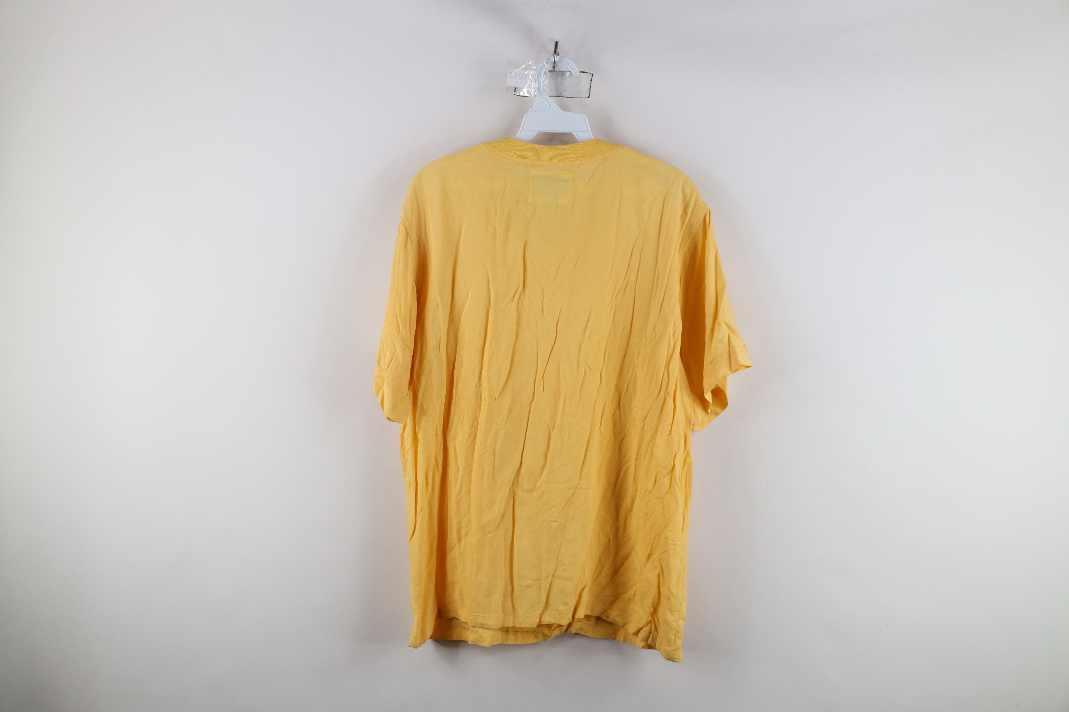Vintage Vintage 90s Streetwear Rayon Gabardine Pocket T-Shirt Yellow Size US S / EU 44-46 / 1 - 11 Thumbnail