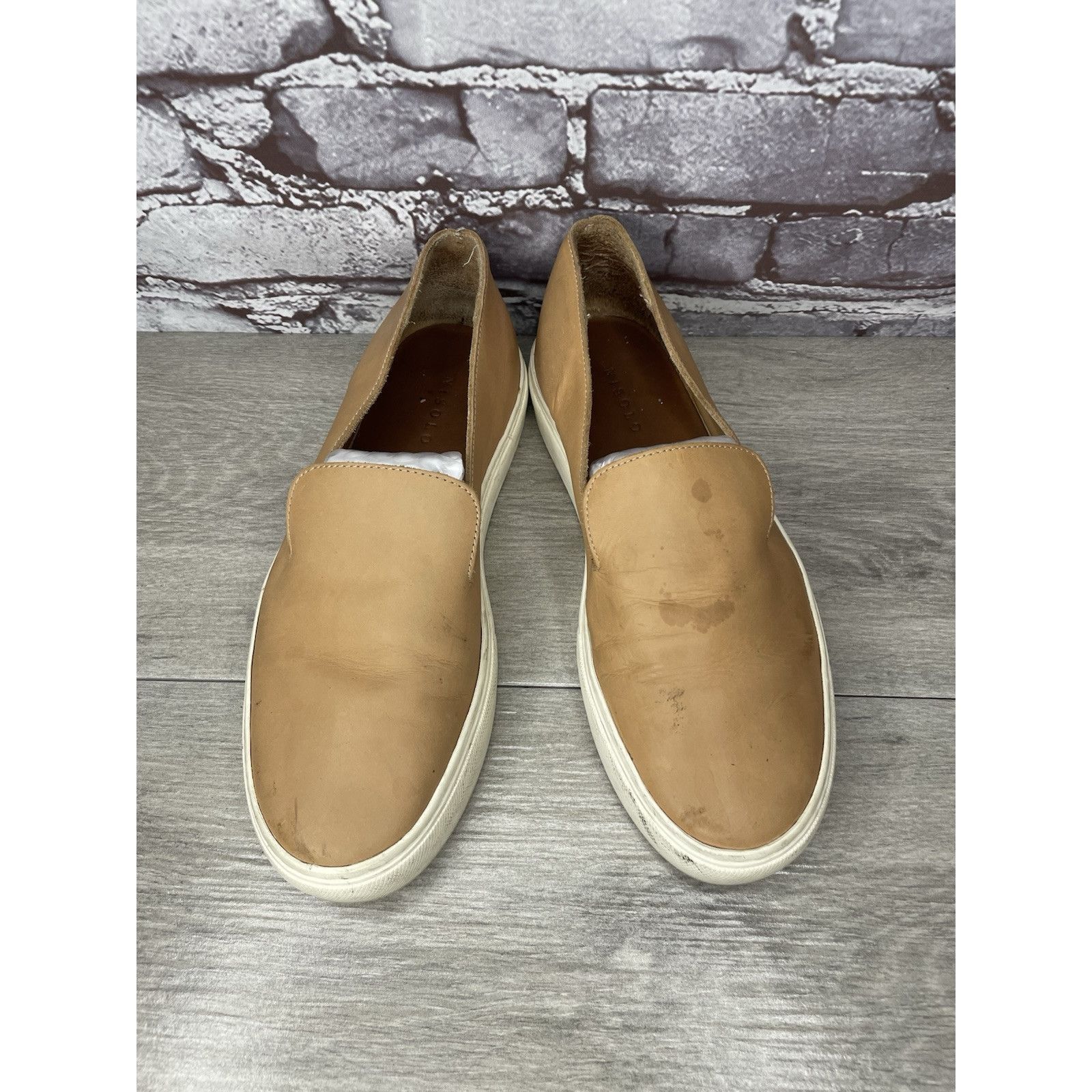 Nisolo Nisolo Vibram Tan Brown Leather Slip On Sneakers Shoes Women Size US 9 / IT 39 - 23 Thumbnail