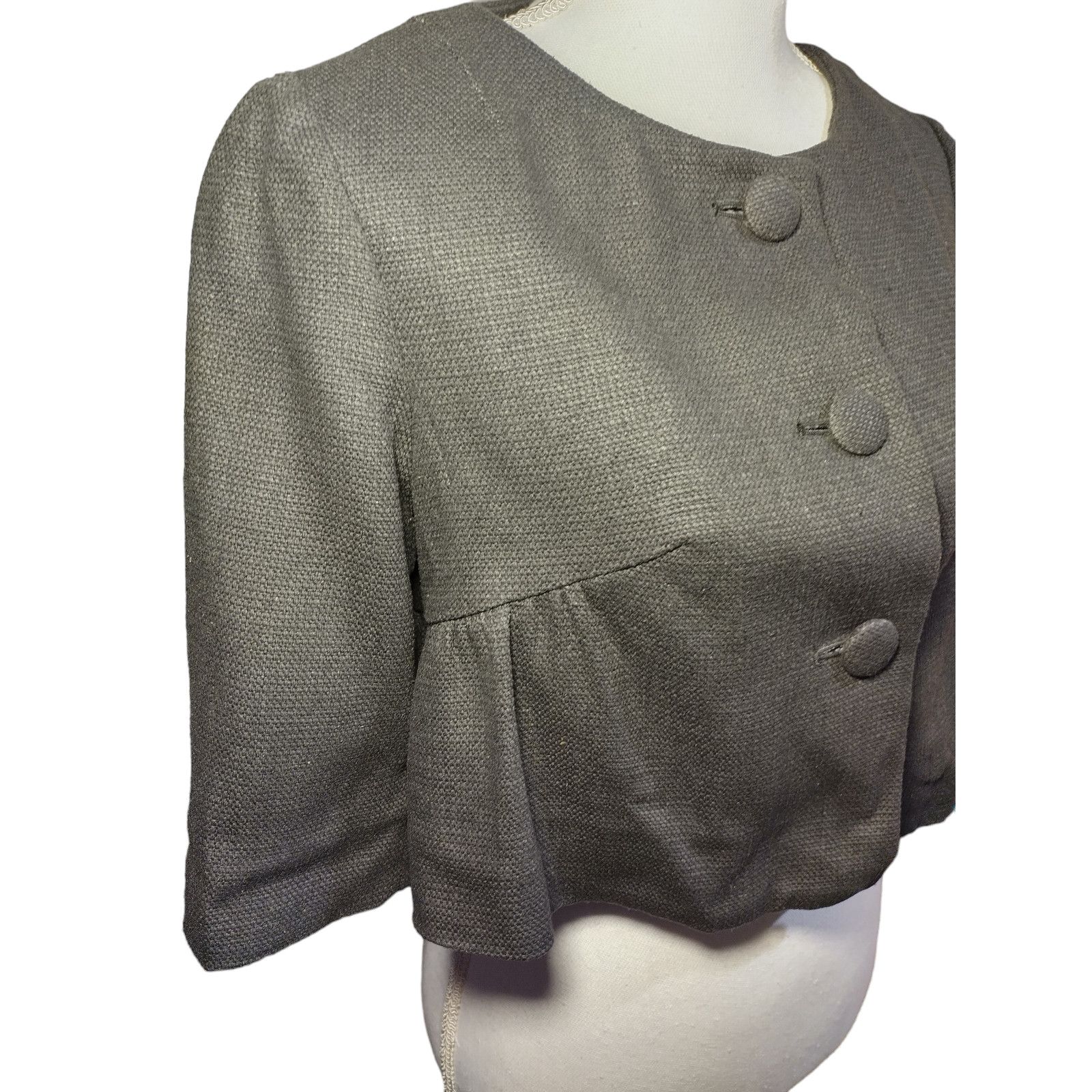 Orla Kiely Orla Kiely Womens Cropped Blazer Jacket 100% Gray Size 1 Size S / US 4 / IT 40 - 3 Thumbnail