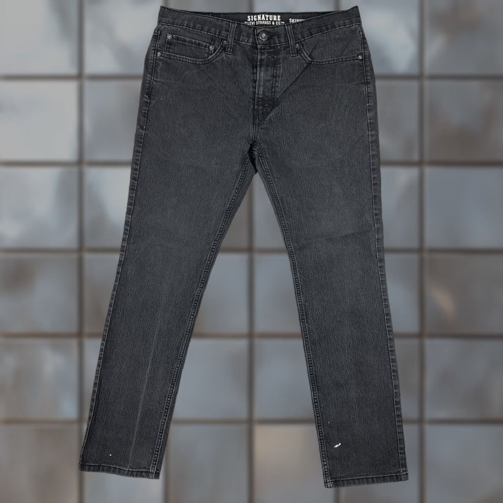 Levi's Levi's Signature Skinny Jeans Men's W34 L32 Zipper Fly Black 34x30 5-Pocket Logo Paint Stain Size US 34 / EU 50 - 1 Thumbnail