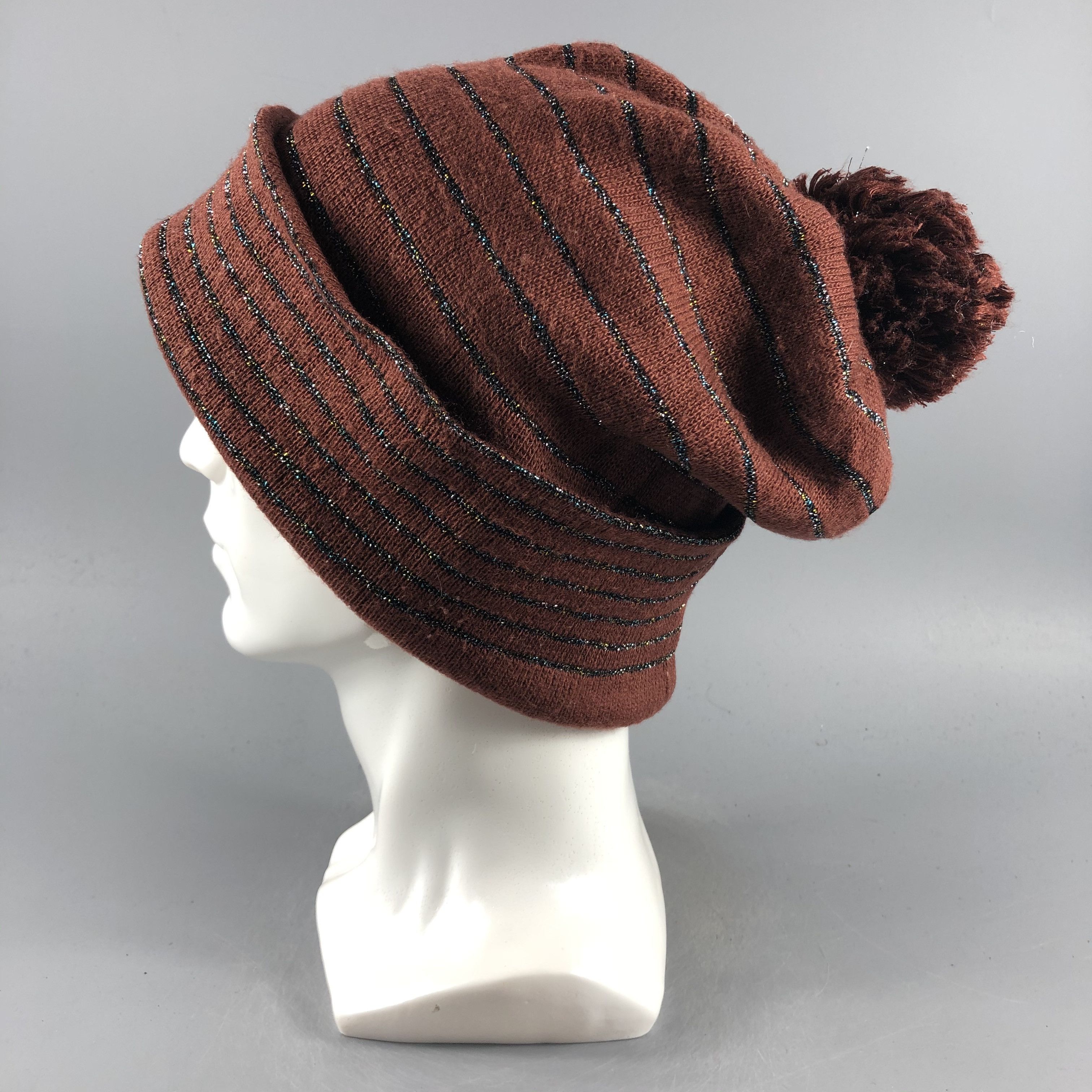 Japanese Brand × Vintage Unknown Stripe BObble Beanie Snow Hat Snow Cap -D184 Size ONE SIZE - 2 Thumbnail