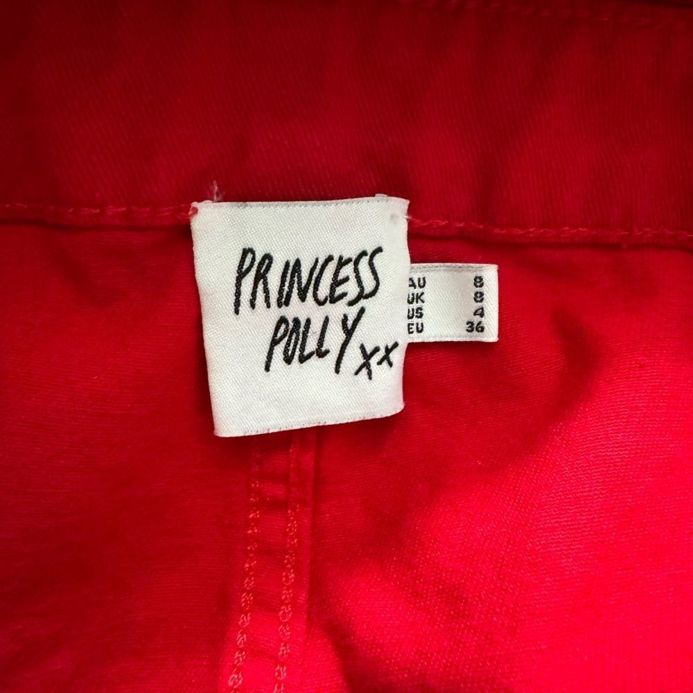 PRINCESS POLLY Princess Polly SZ 4 red cargo pants Size 27" / US 4 / IT 40 - 3 Thumbnail