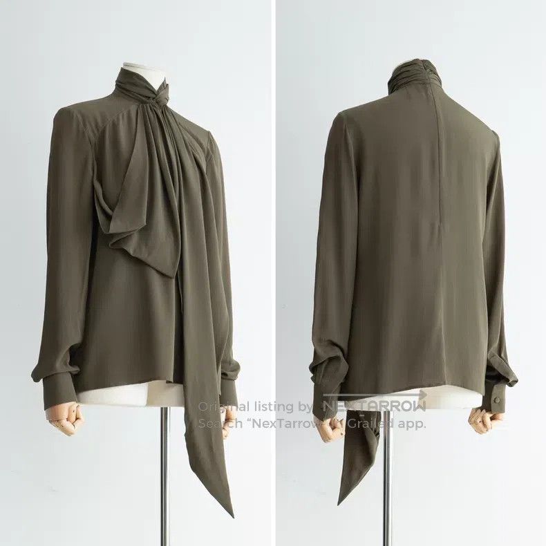 Givenchy Givenchy Sophisticated Olive Green Silk Long Sleeve Shirt Size XS / US 0-2 / IT 36-38 - 9 Thumbnail