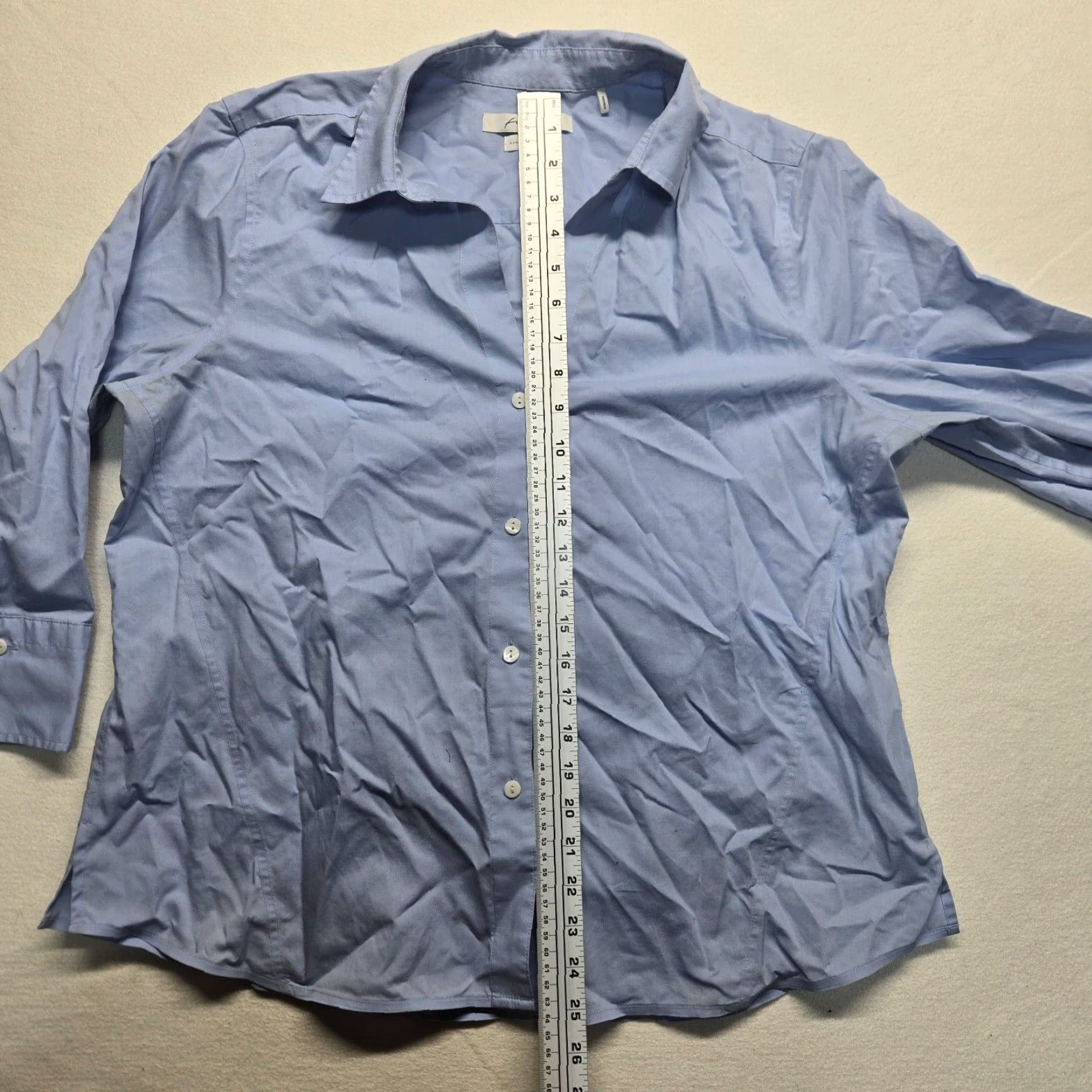 Vintage Foxcroft Shirt Women's XL Button Up Blue Solid Long Sleeve Collared Business Casual Size XL / US 12-14 / IT 48-50 - 6 Thumbnail
