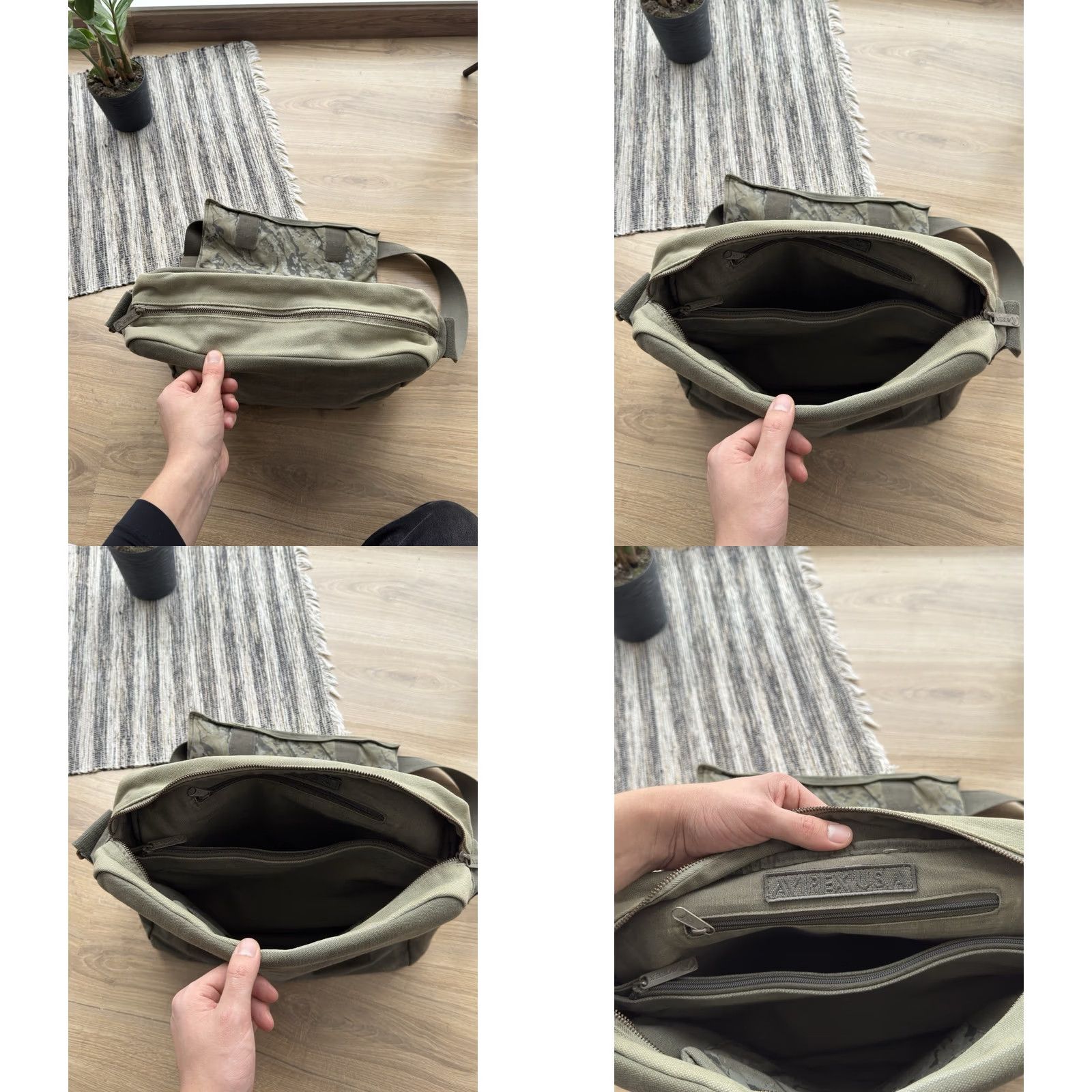 Avirex VINTAGE Avirex USA ARMY Military Crossbody Shoulder Bag Men Large Green 90s Retro Casual Size ONE SIZE - 8 Thumbnail
