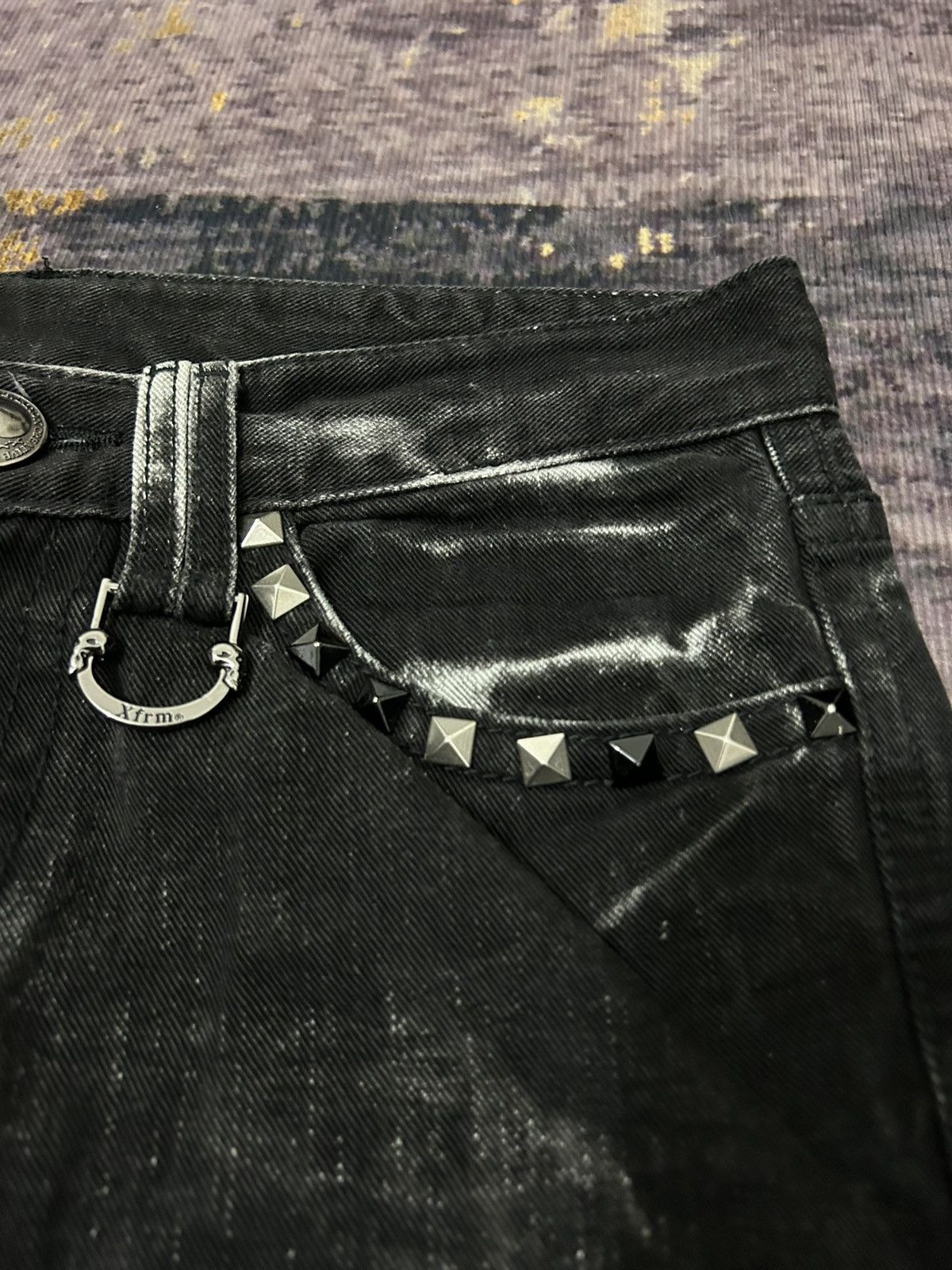 Tornado Mart Xfrm Skull Swarovski Clawmark Studded Jeans Size US 31 - 11 Thumbnail