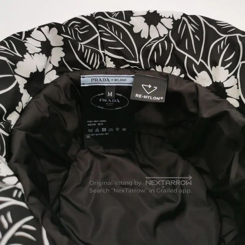 Prada Prada Floral Print Triangle Logo Bucket Hat. Size ONE SIZE - 4 Thumbnail