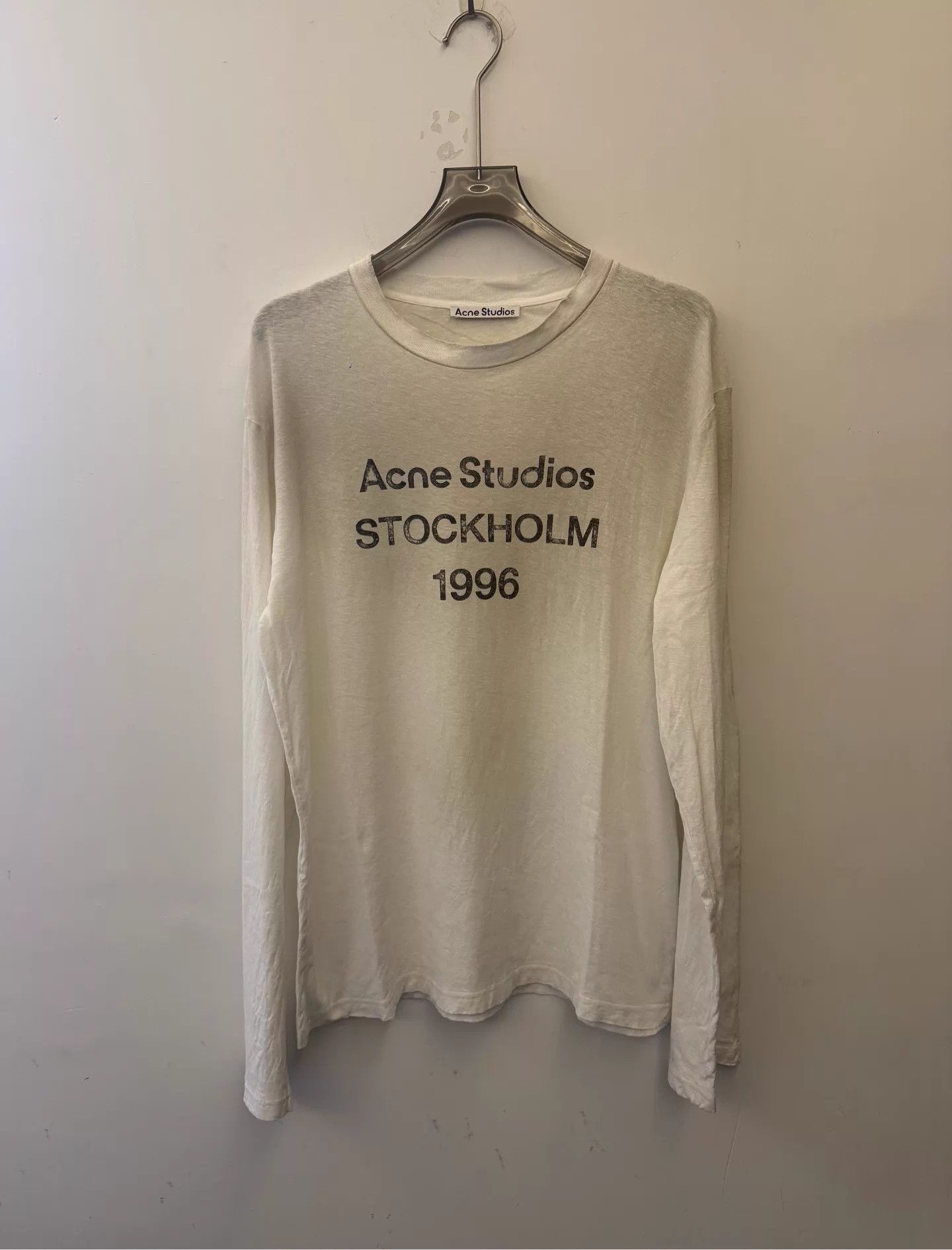 Acne Studios Acne 1996 Logo Crewneck LS Tee Gray-White M Size US M / EU 48-50 / 2 - 1 Thumbnail