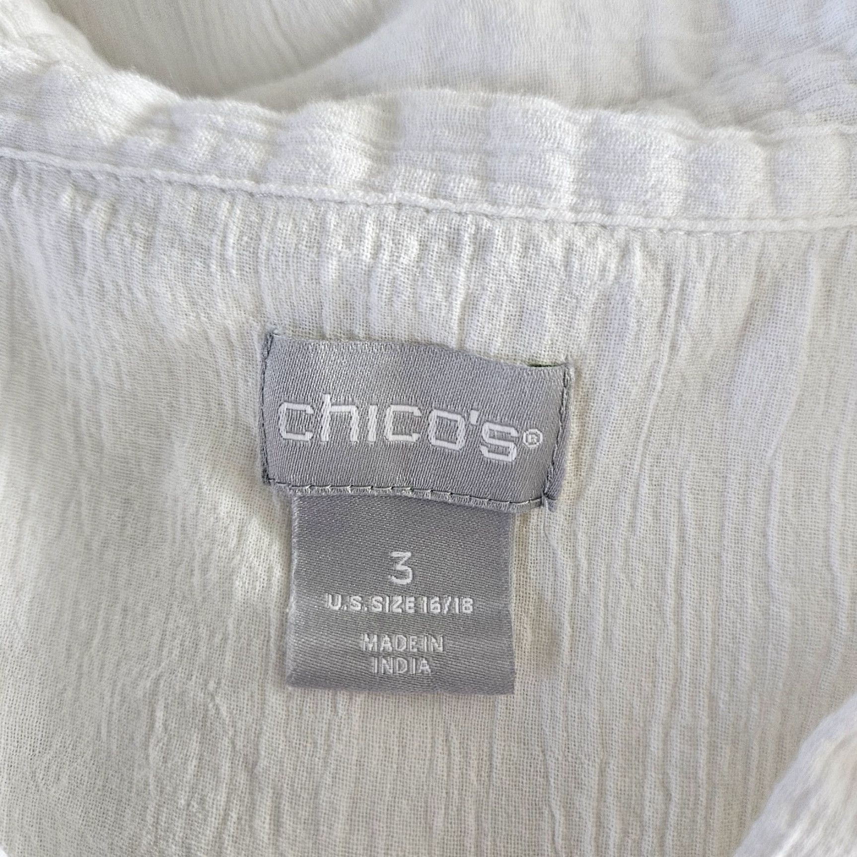 Vintage Chico's Women's Button-Up Tunic XL Solid White 3/4 Sleeve Cotton Shirt Womens Size XL / US 12-14 / IT 48-50 - 5 Thumbnail